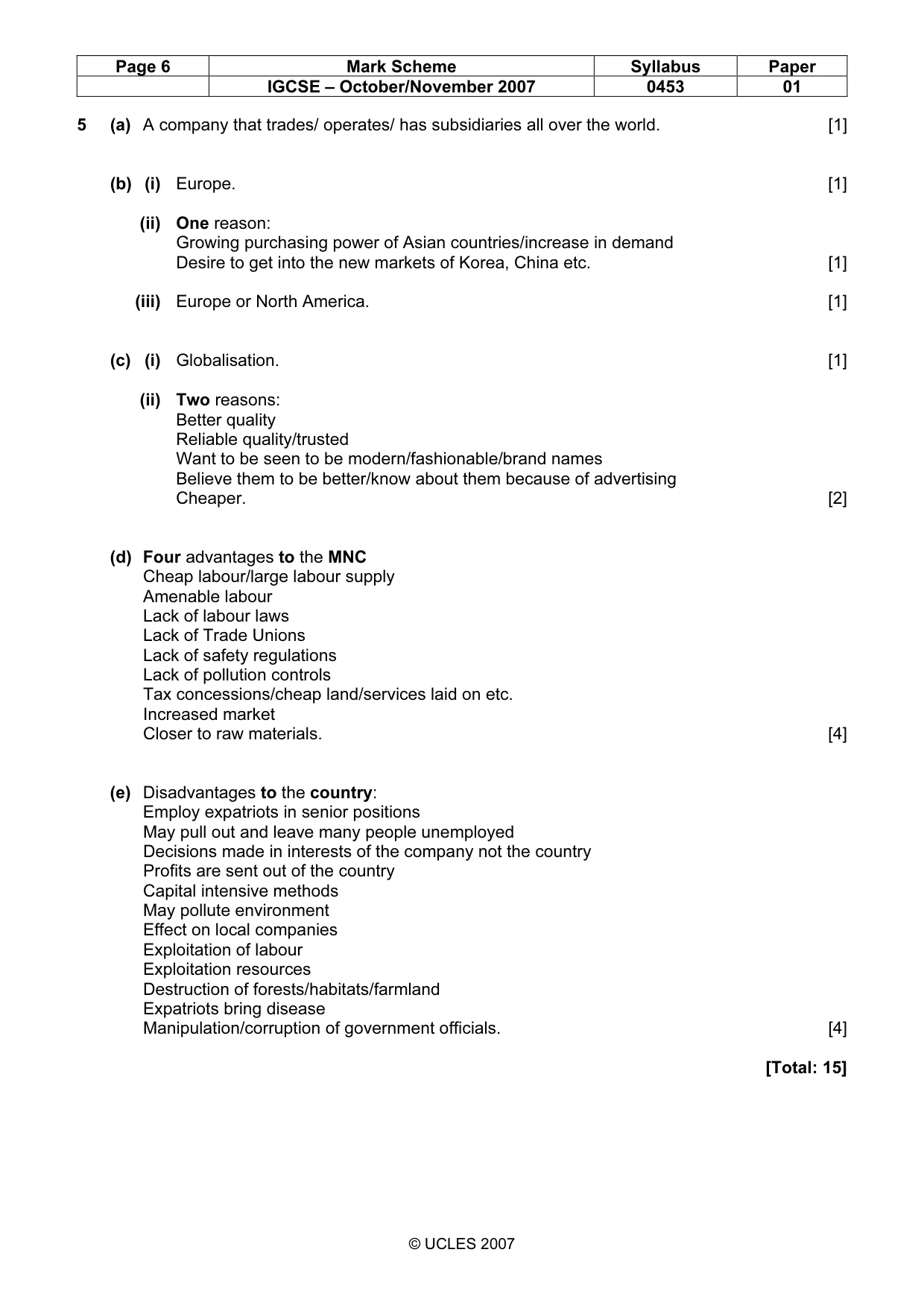 Mark scheme, page 6 of 7