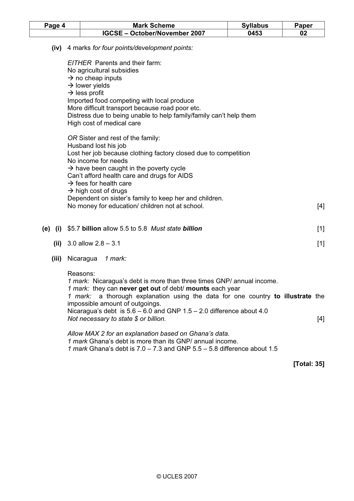 Mark scheme, page 4 of 6