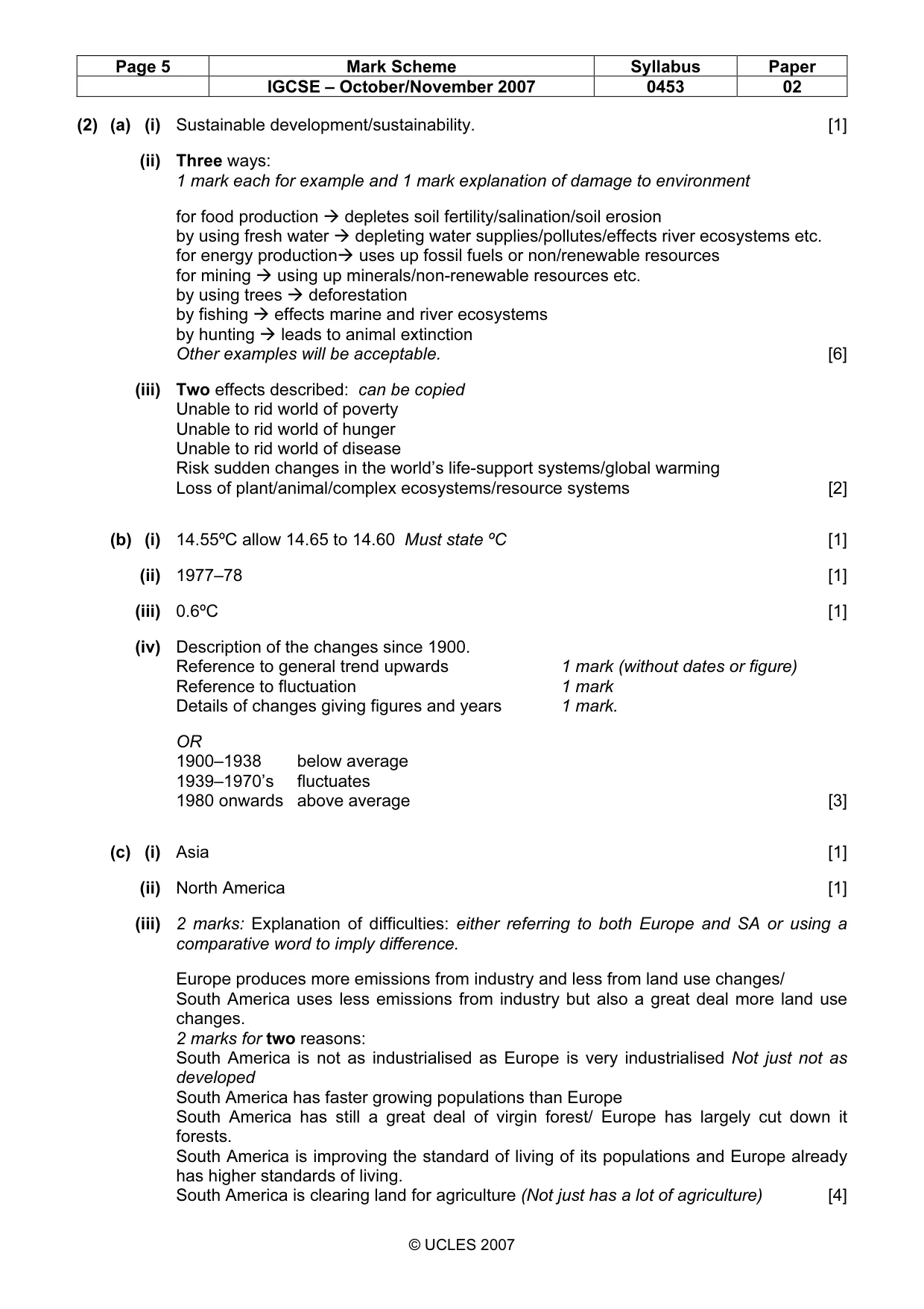 Mark scheme, page 5 of 6