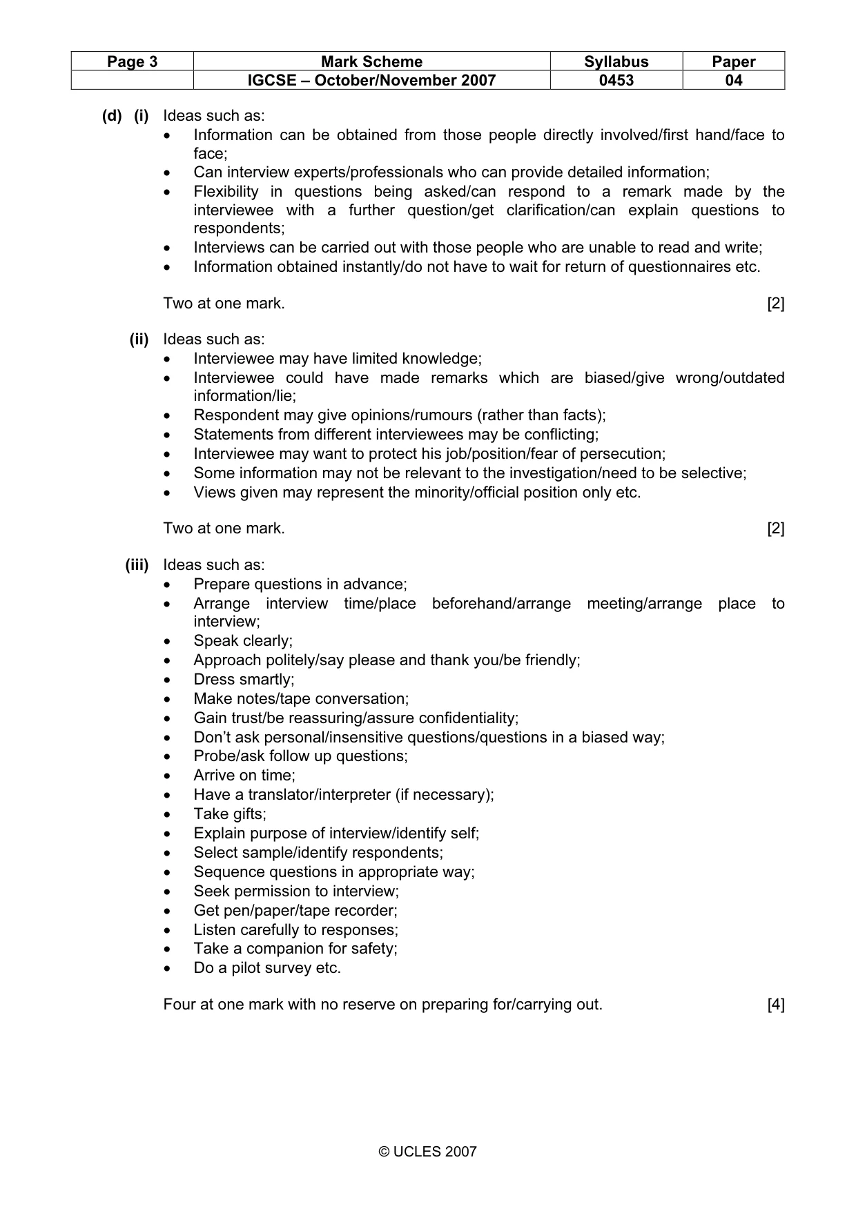 Mark scheme, page 3 of 4