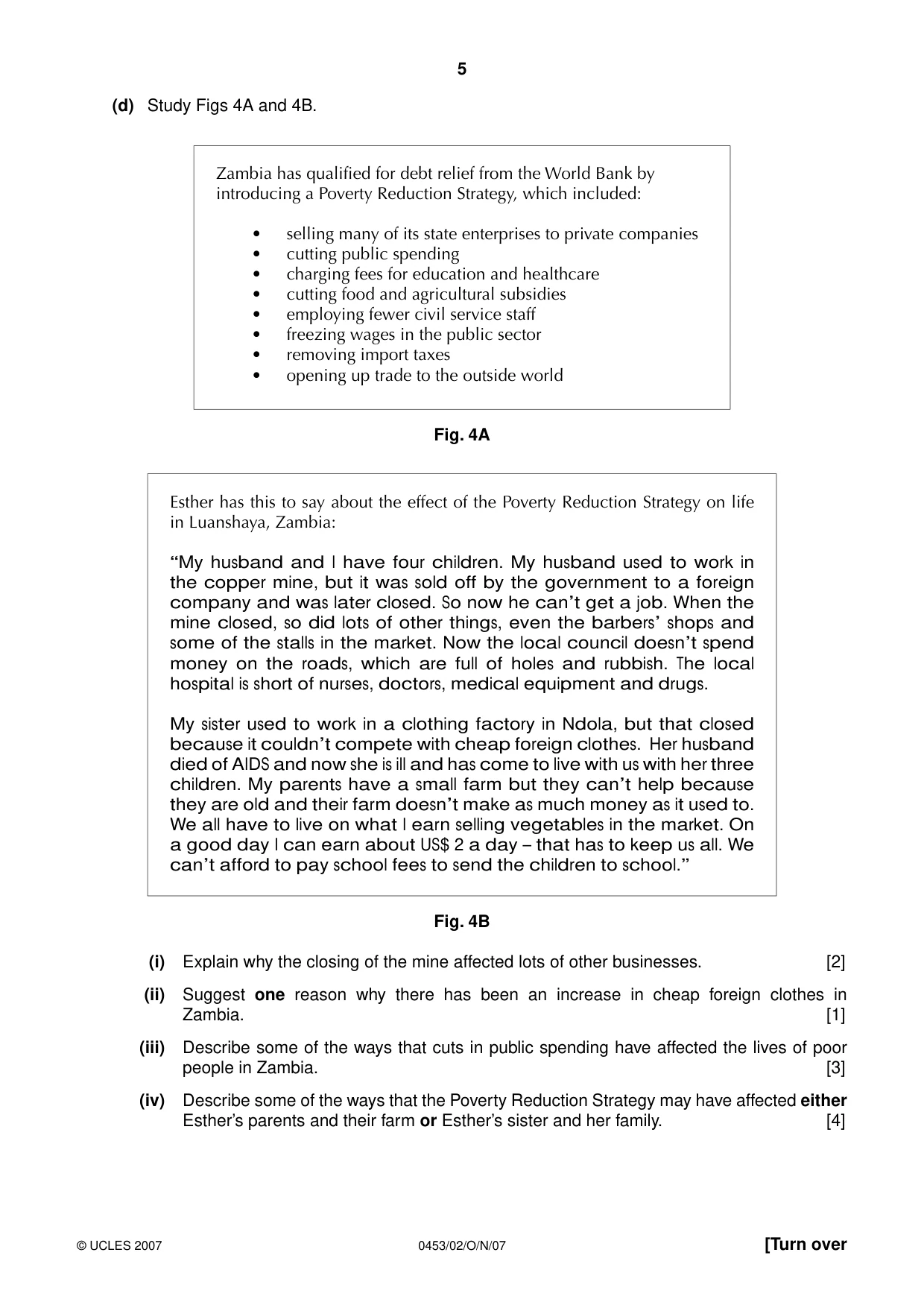 Cambridge IGCSE Development Studies 0453 2007 Oct/Nov Paper 2 · Variant 1 question paper, page 5 of 12