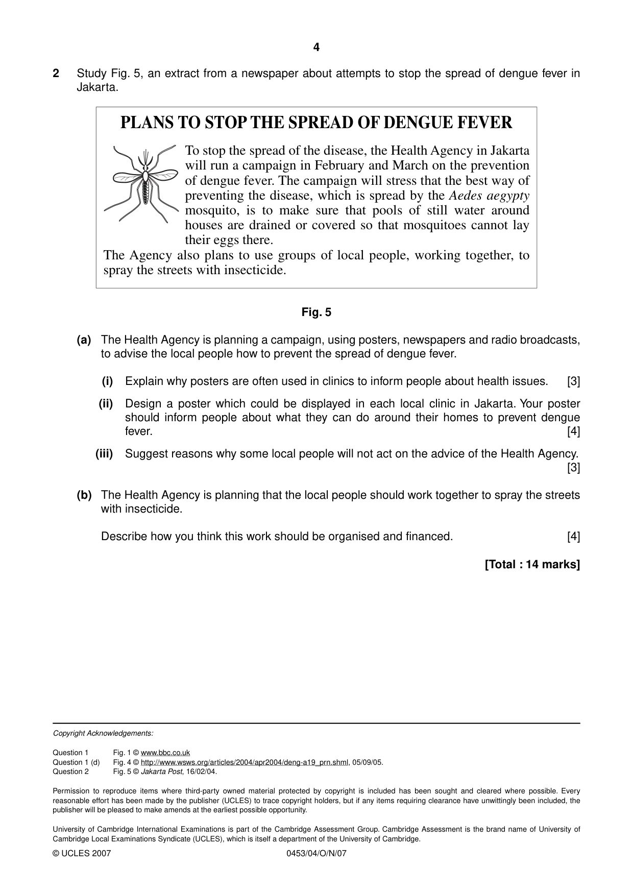 Cambridge IGCSE Development Studies 0453 2007 Oct/Nov Paper 4 · Variant 1 question paper, page 4 of 4