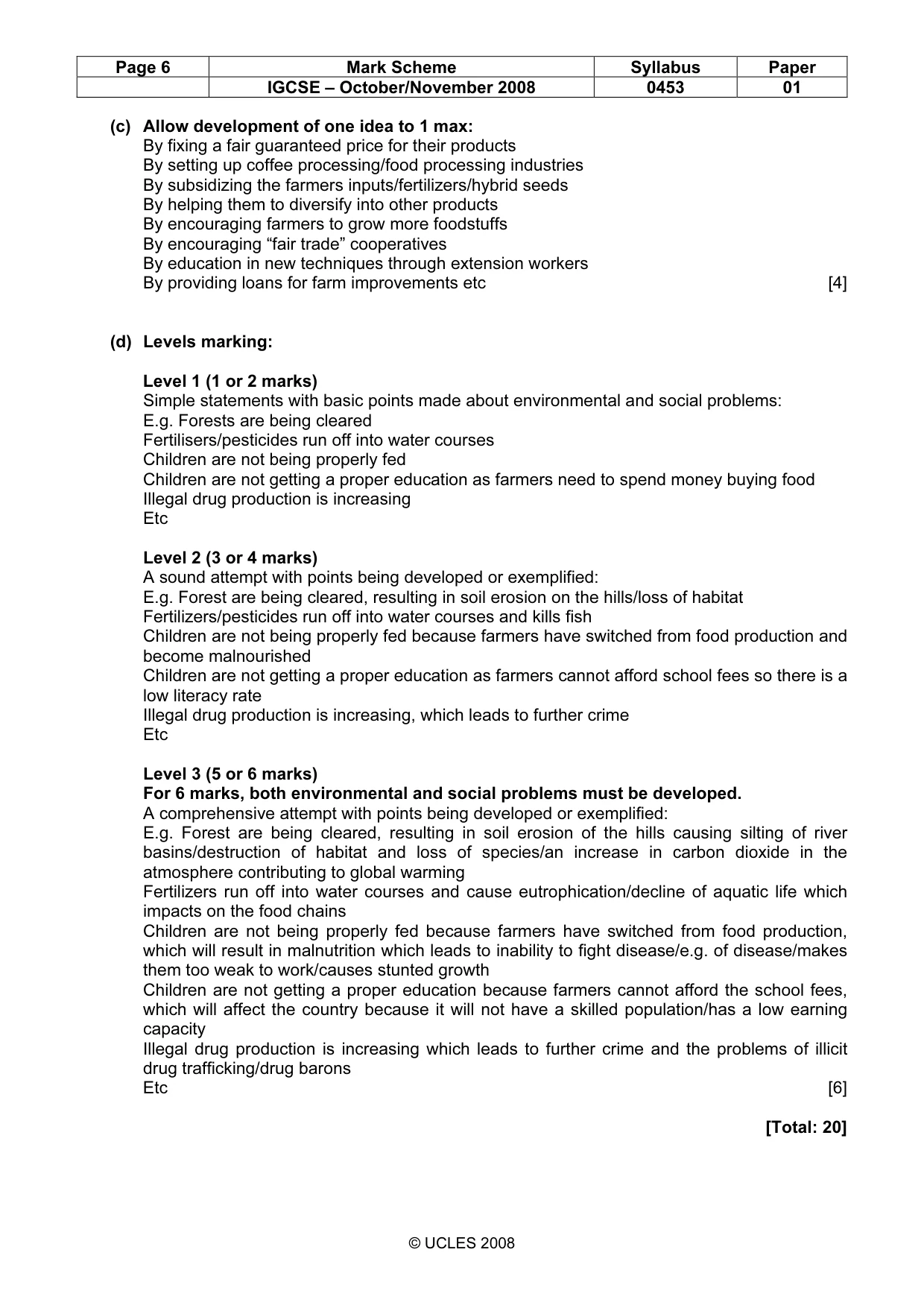 Mark scheme, page 6 of 8