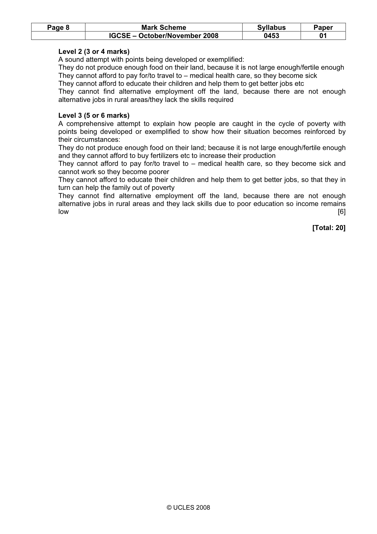 Mark scheme, page 8 of 8