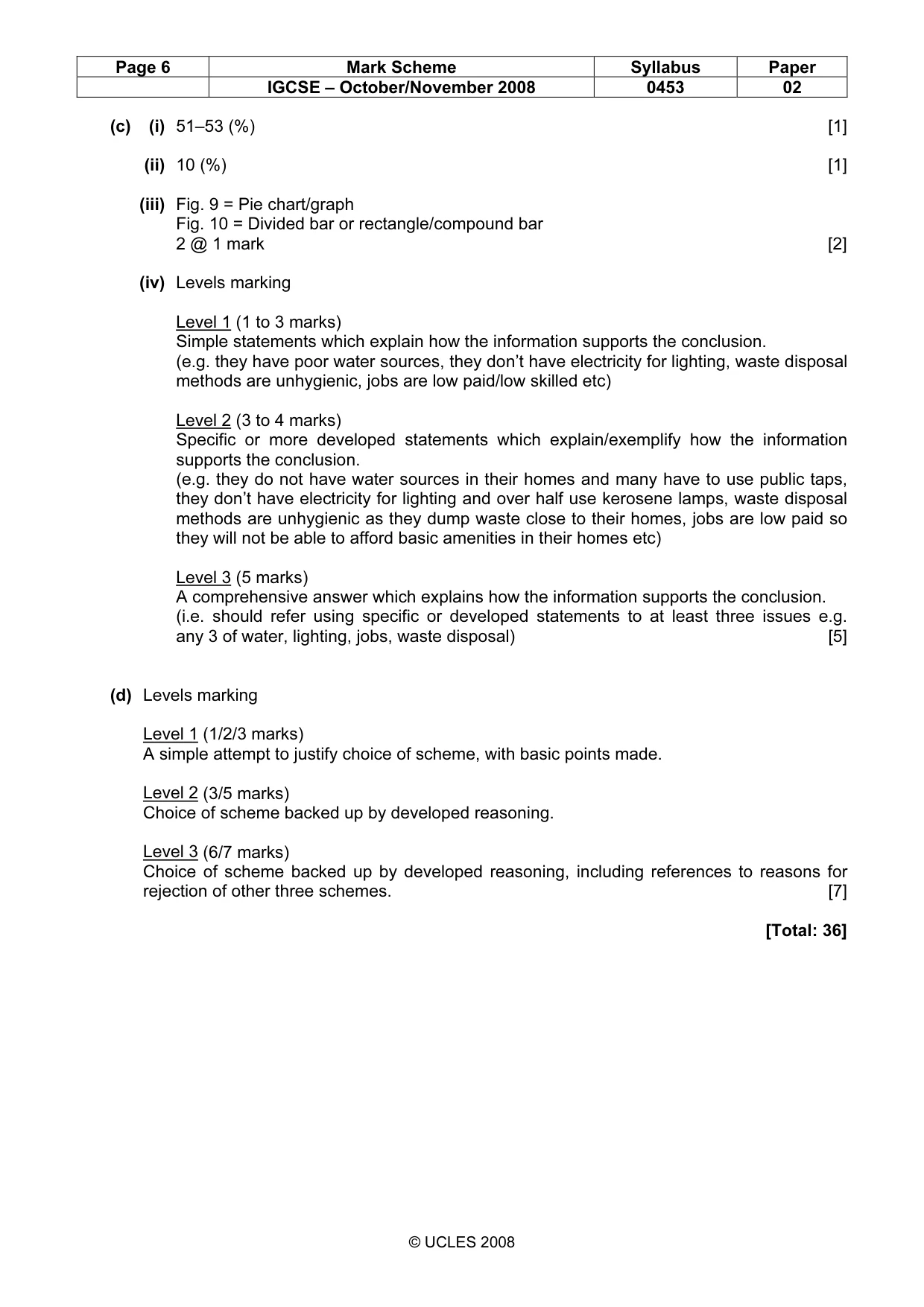 Mark scheme, page 6 of 6