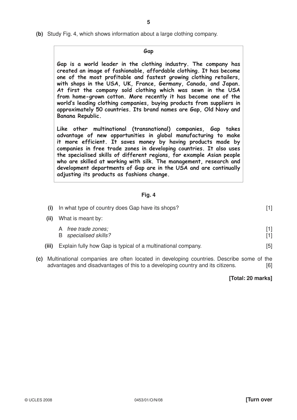 Cambridge IGCSE Development Studies 0453 2008 Oct/Nov Paper 1 · Variant 1 question paper, page 5 of 12