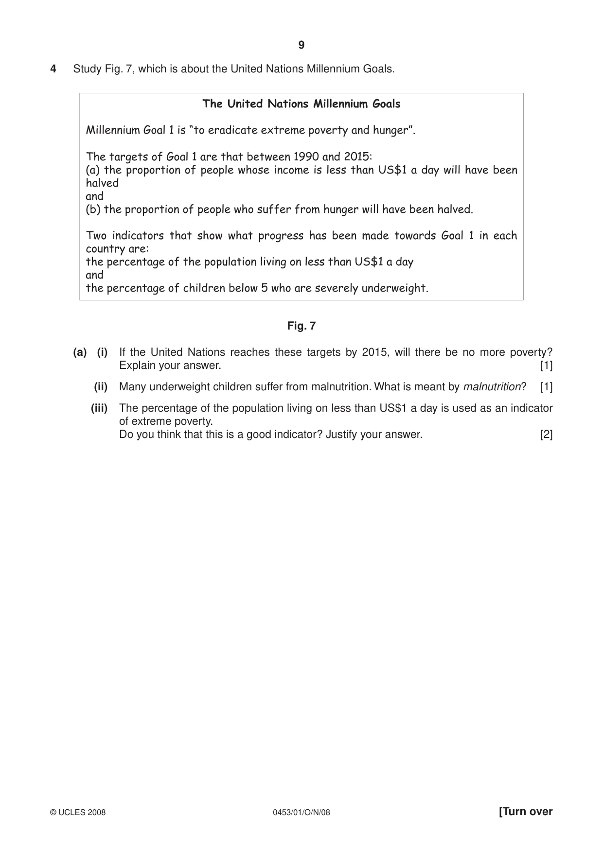 Cambridge IGCSE Development Studies 0453 2008 Oct/Nov Paper 1 · Variant 1 question paper, page 9 of 12