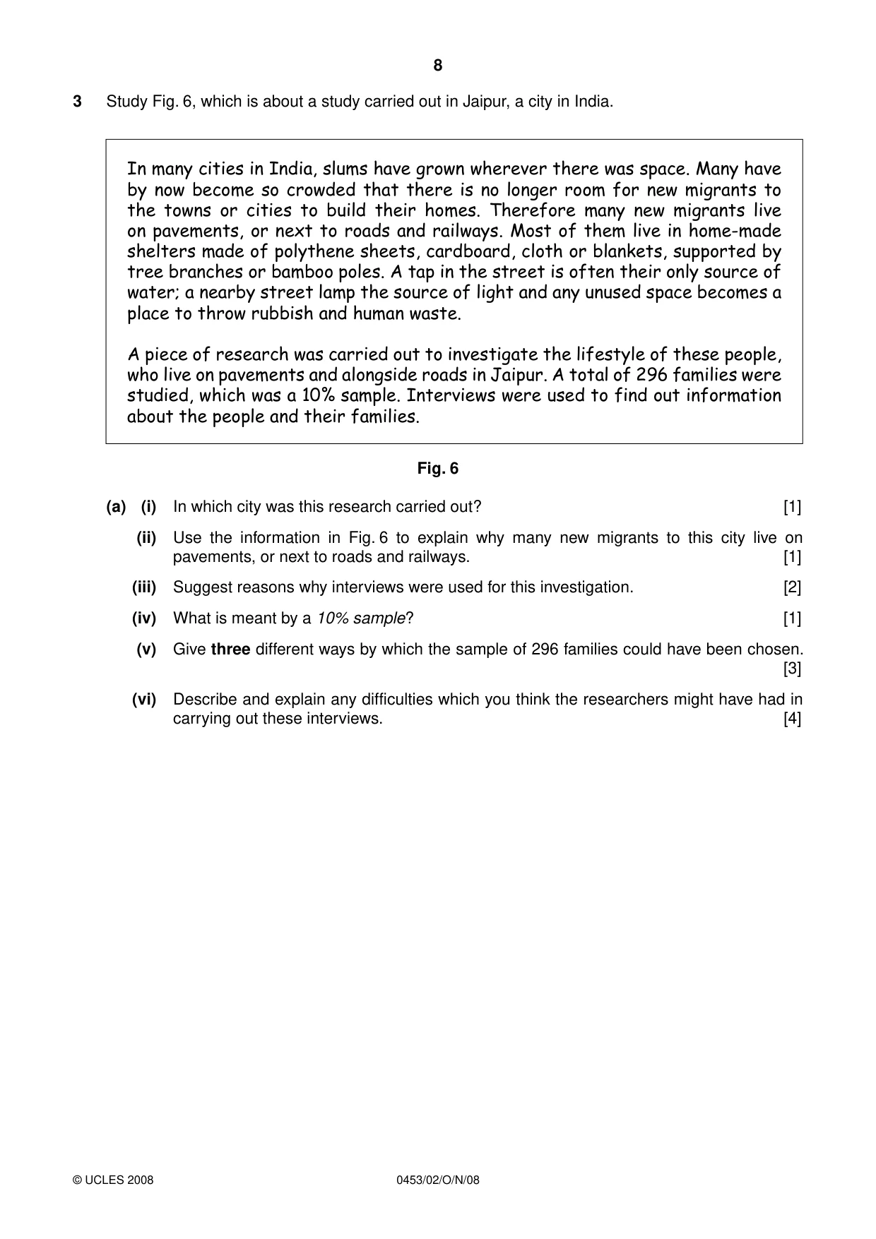 Cambridge IGCSE Development Studies 0453 2008 Oct/Nov Paper 2 · Variant 1 question paper, page 8 of 12