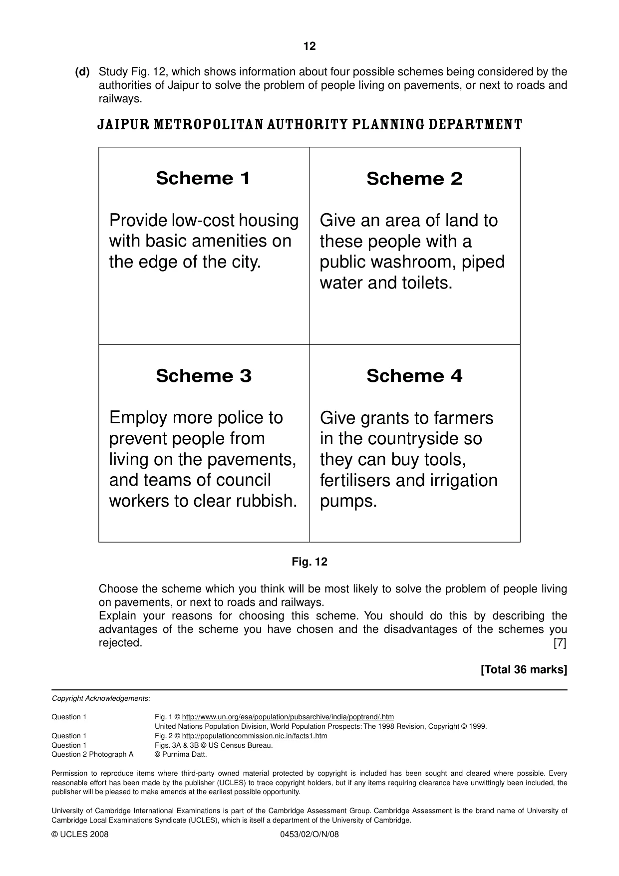 Cambridge IGCSE Development Studies 0453 2008 Oct/Nov Paper 2 · Variant 1 question paper, page 12 of 12