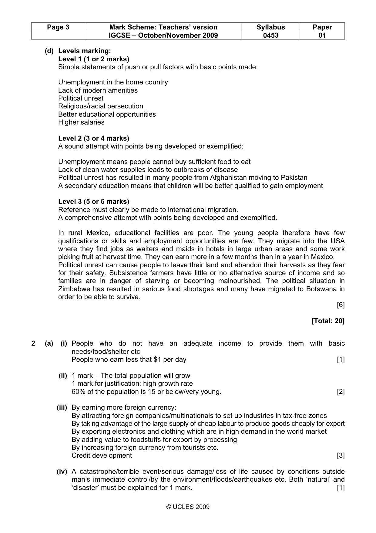Mark scheme, page 3 of 8
