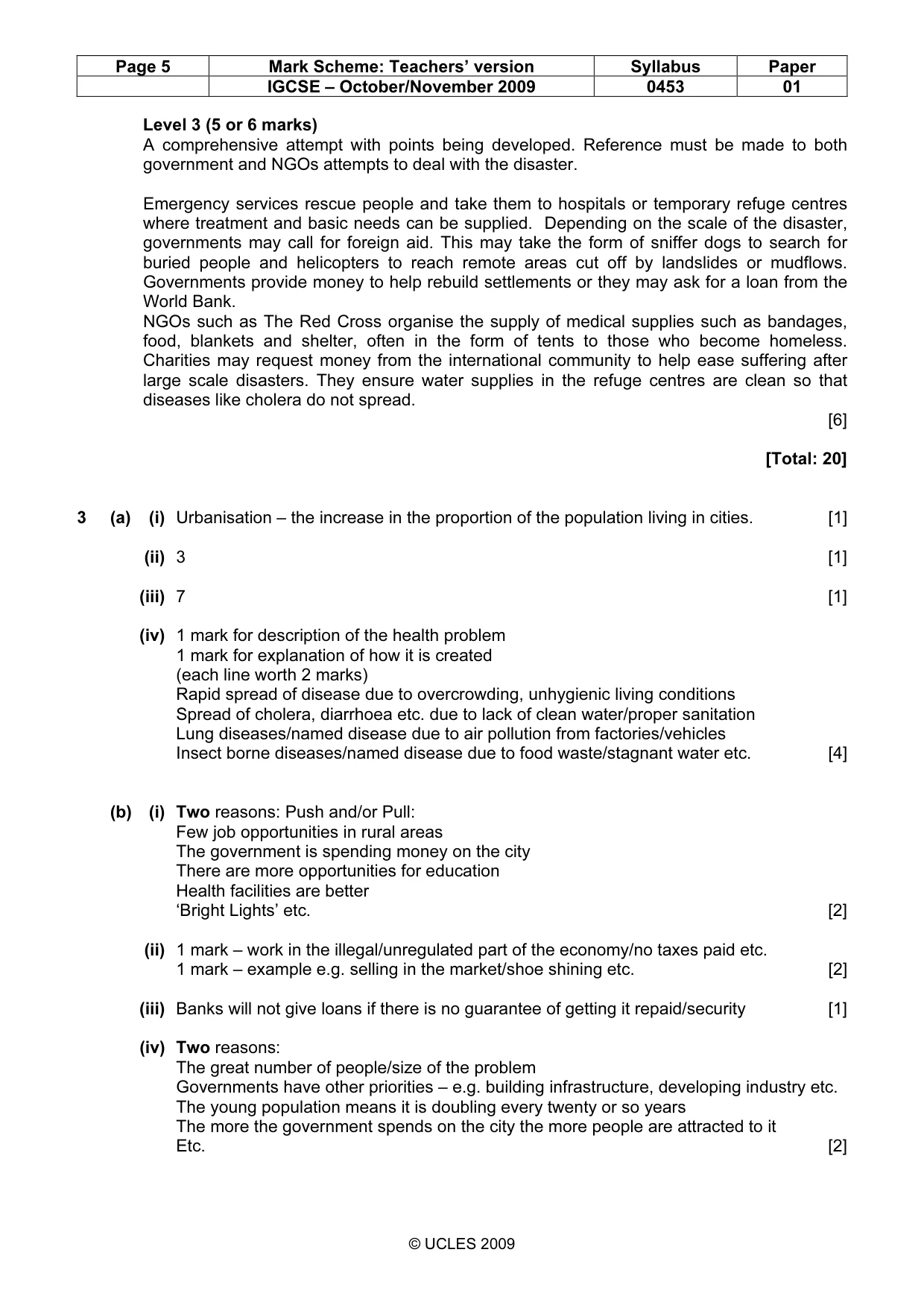 Mark scheme, page 5 of 8