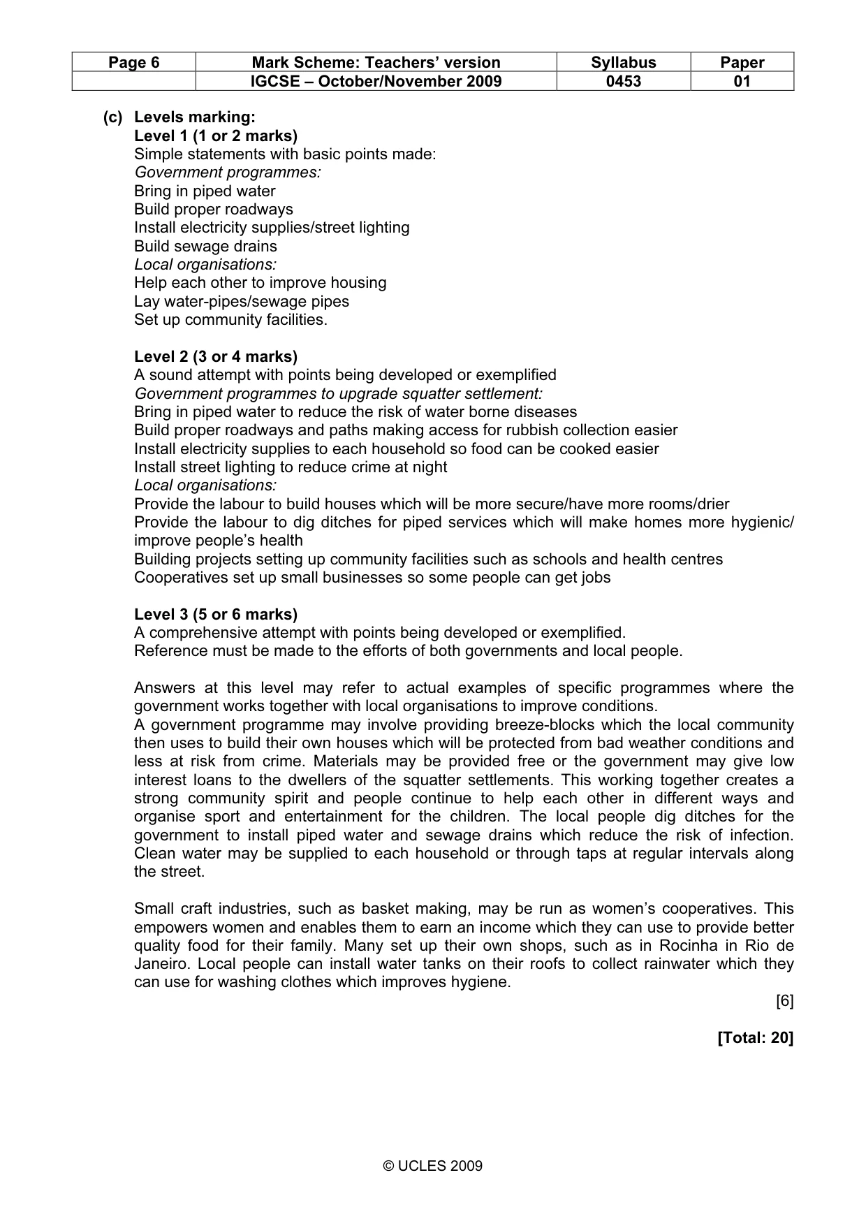Mark scheme, page 6 of 8