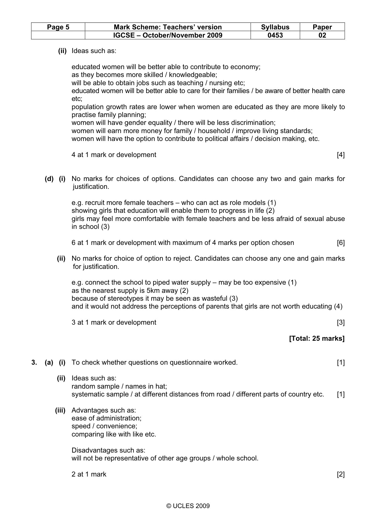 Mark scheme, page 5 of 7