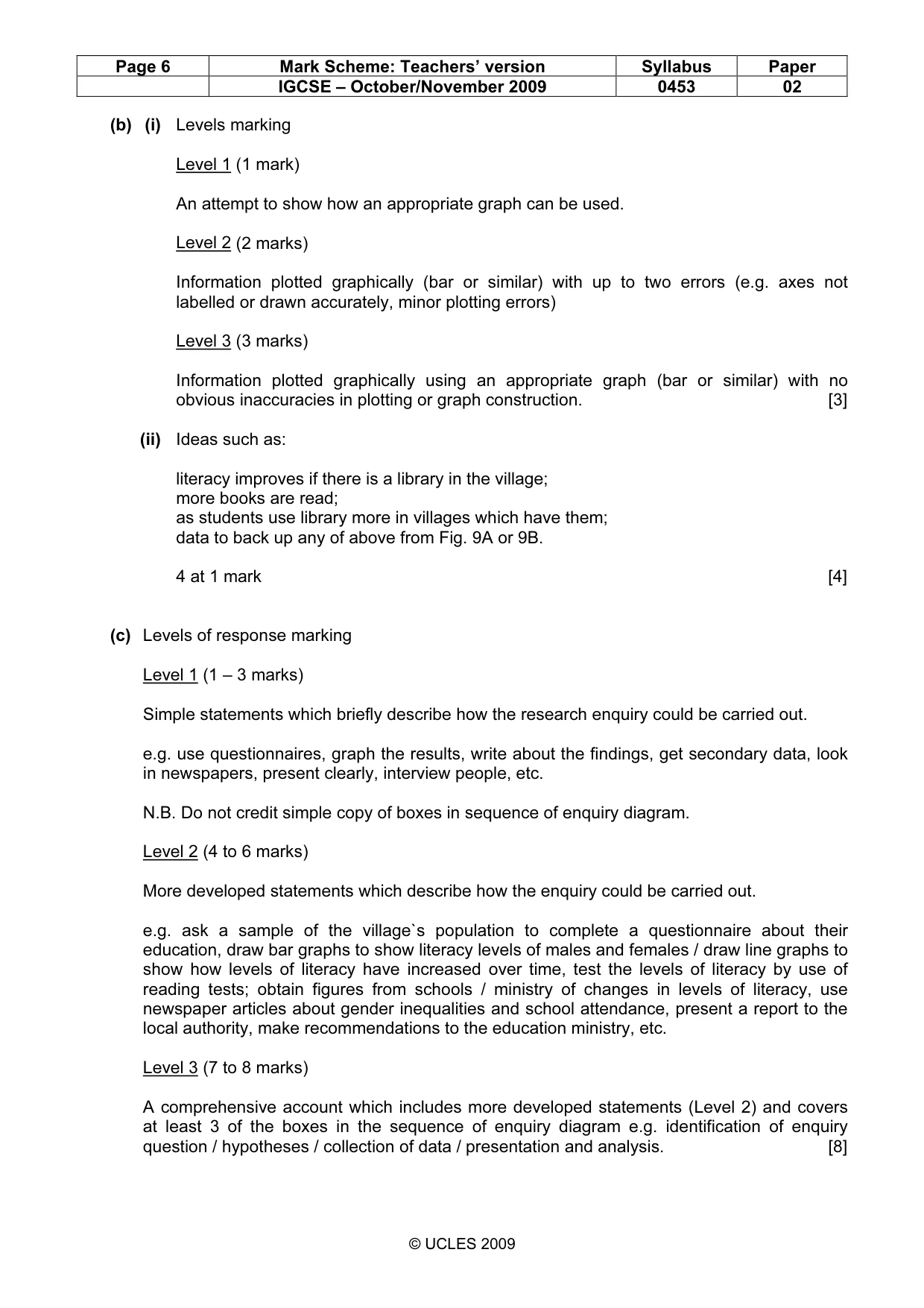 Mark scheme, page 6 of 7