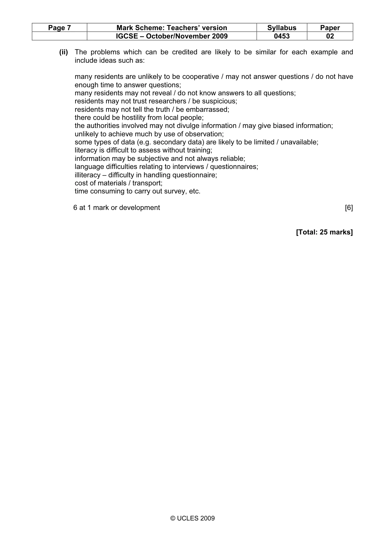 Mark scheme, page 7 of 7