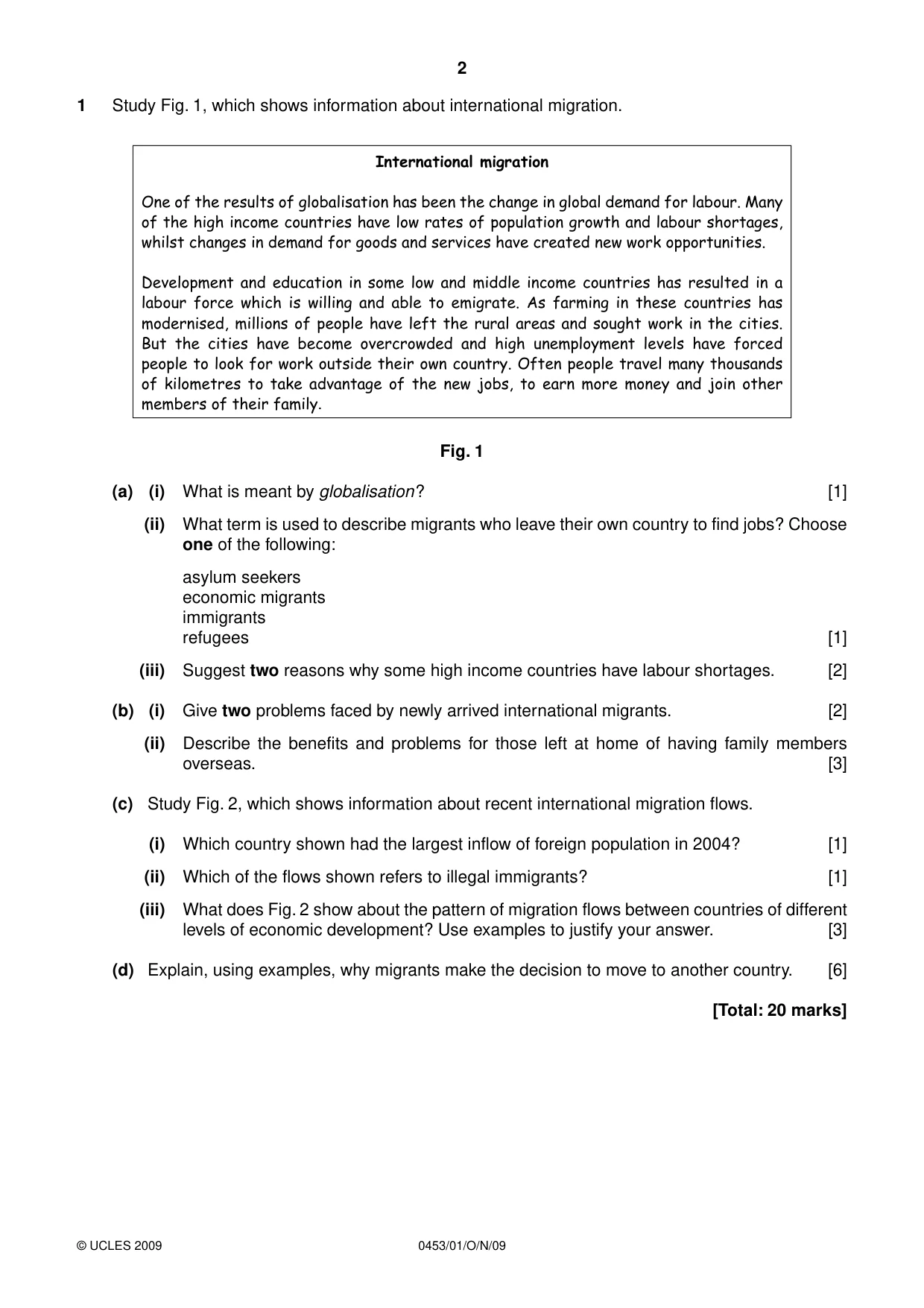 Cambridge IGCSE Development Studies 0453 2009 Oct/Nov Paper 1 · Variant 1 question paper, page 2 of 12