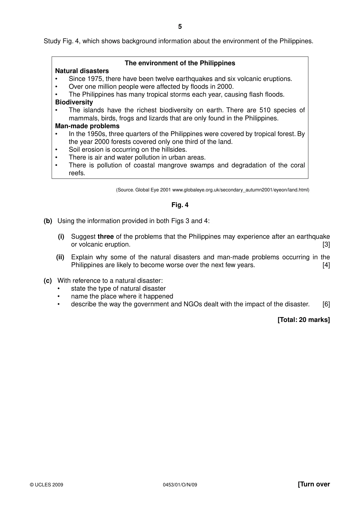 Cambridge IGCSE Development Studies 0453 2009 Oct/Nov Paper 1 · Variant 1 question paper, page 5 of 12