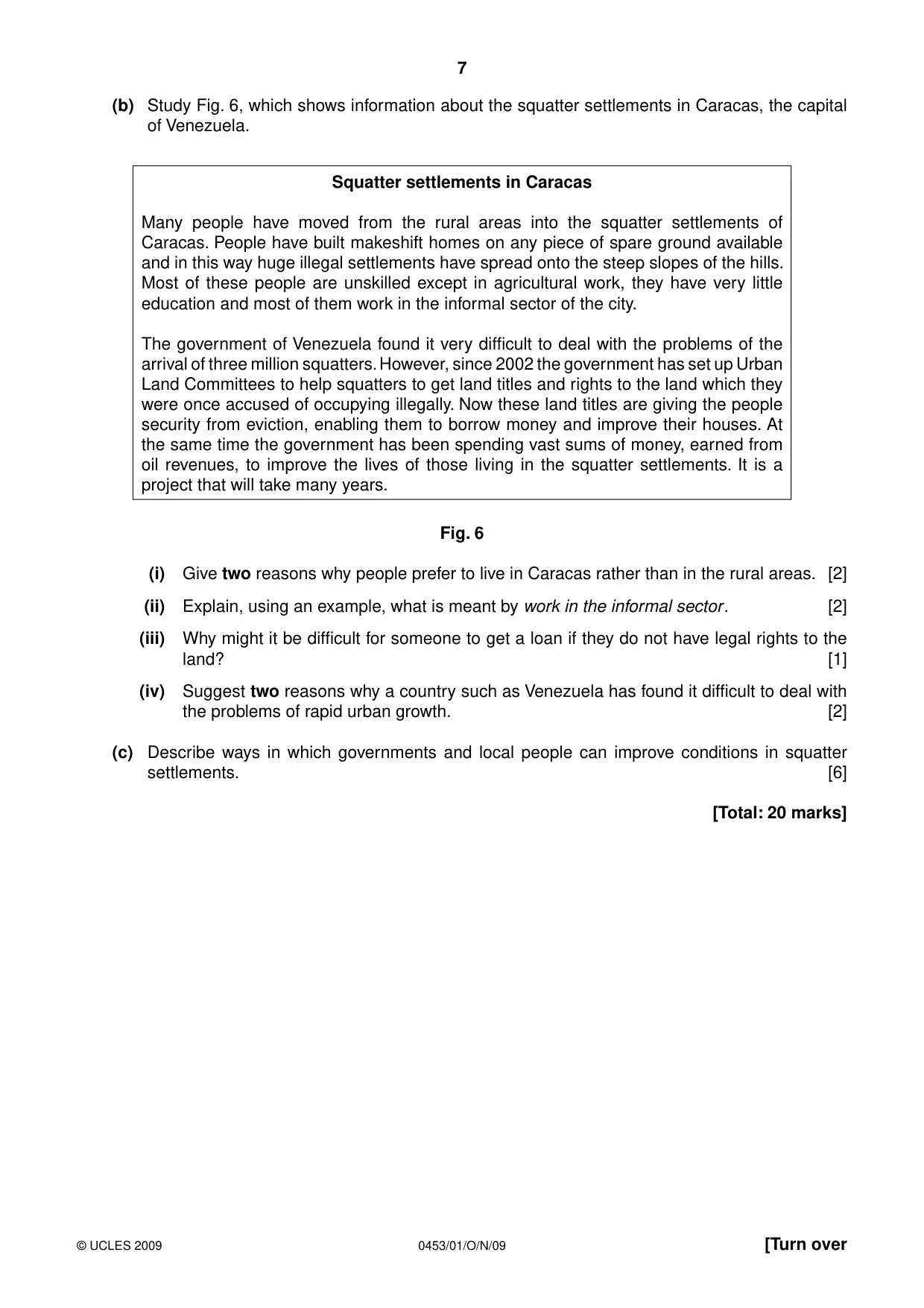 Cambridge IGCSE Development Studies 0453 2009 Oct/Nov Paper 1 · Variant 1 question paper, page 7 of 12
