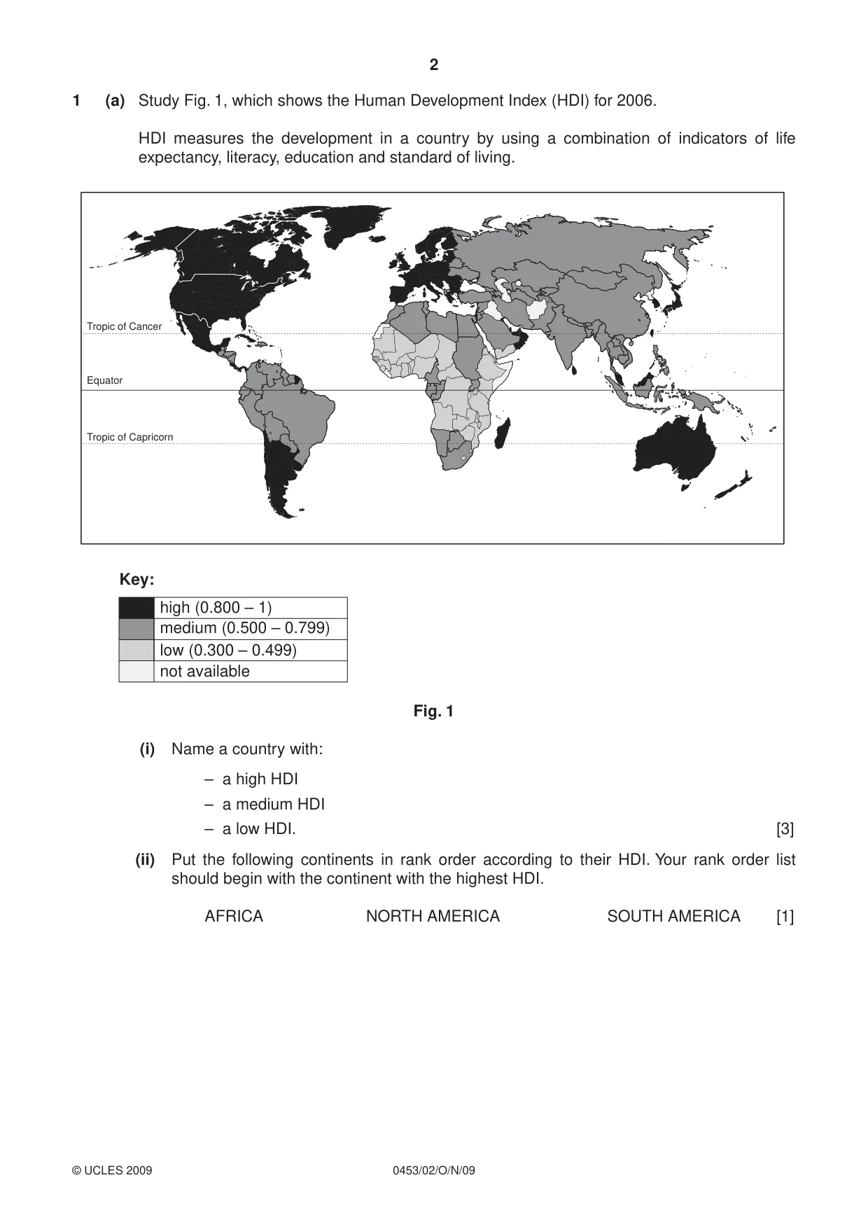 Cambridge IGCSE Development Studies 0453 2009 Oct/Nov Paper 2 · Variant 1 question paper, page 2 of 12