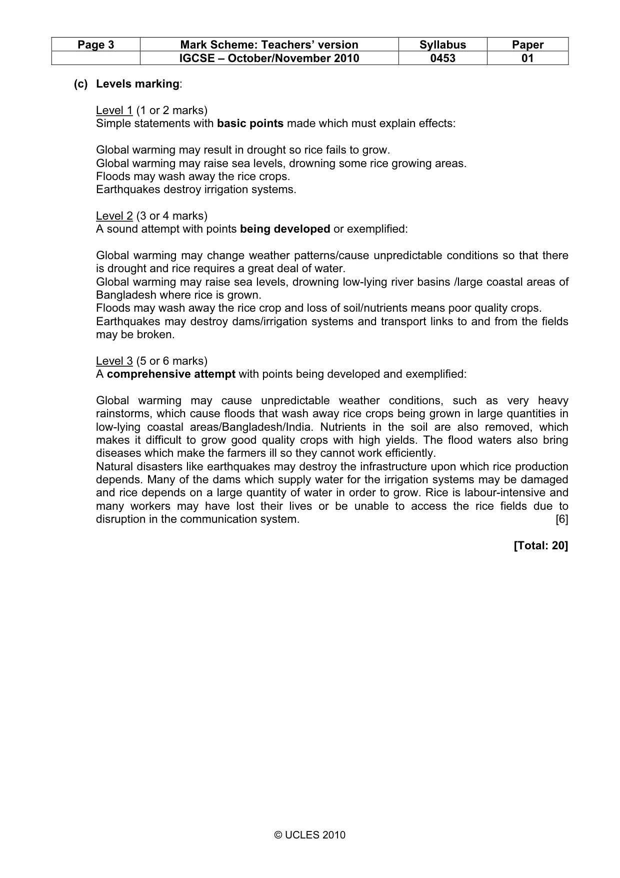 Mark scheme, page 3 of 9