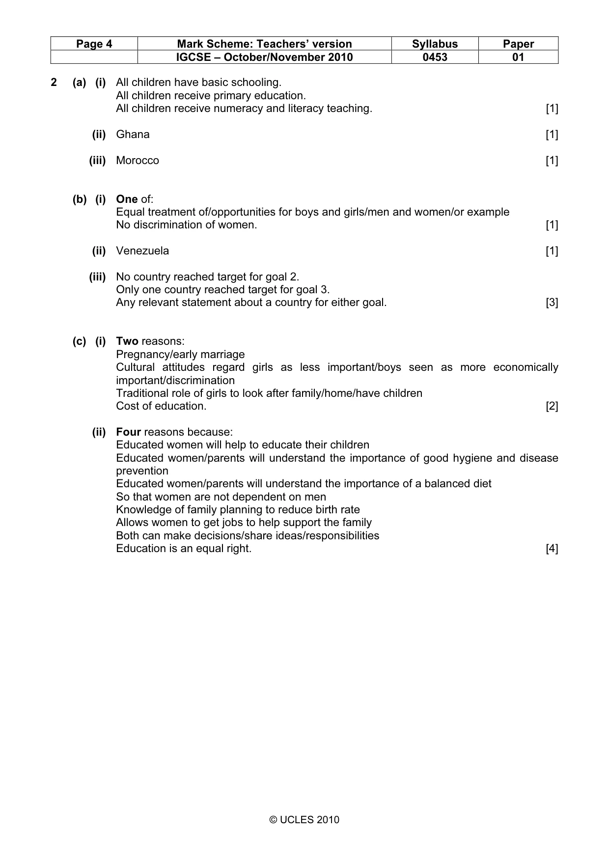 Mark scheme, page 4 of 9