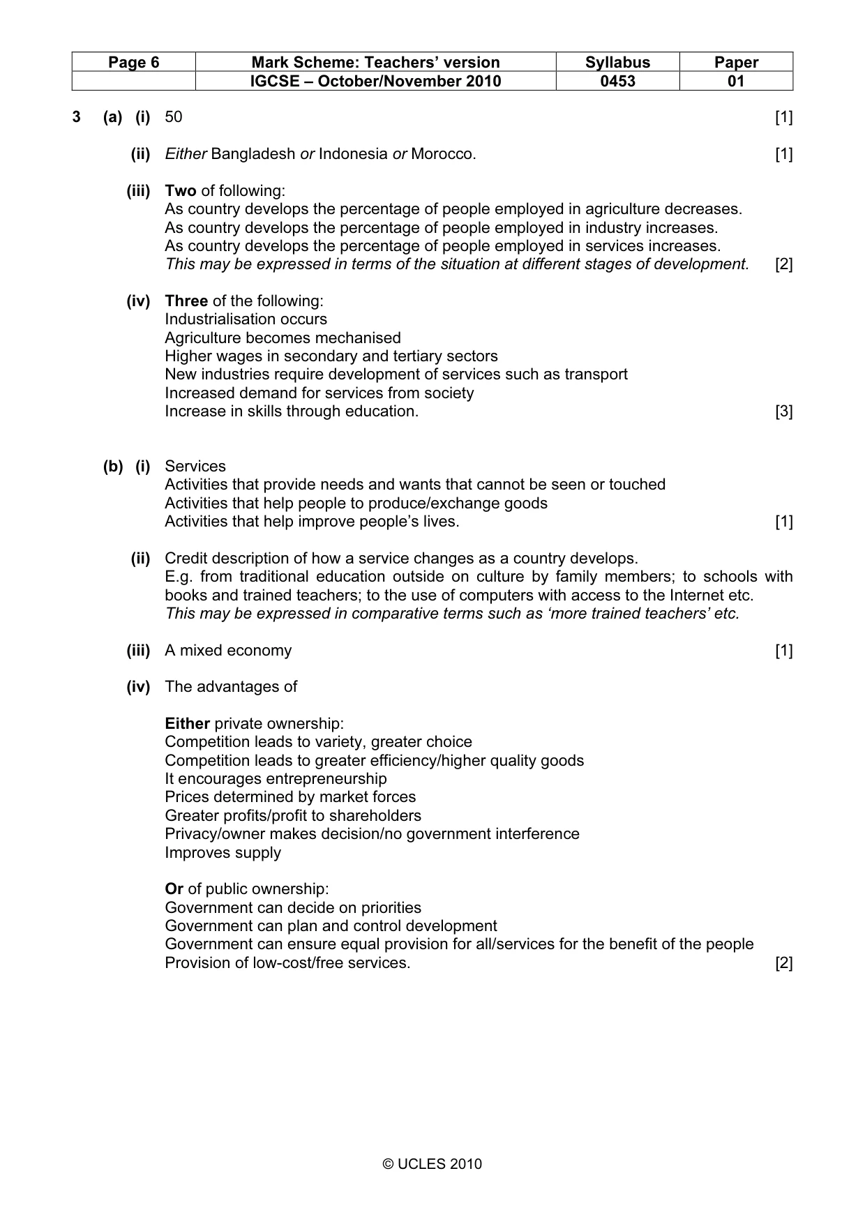 Mark scheme, page 6 of 9