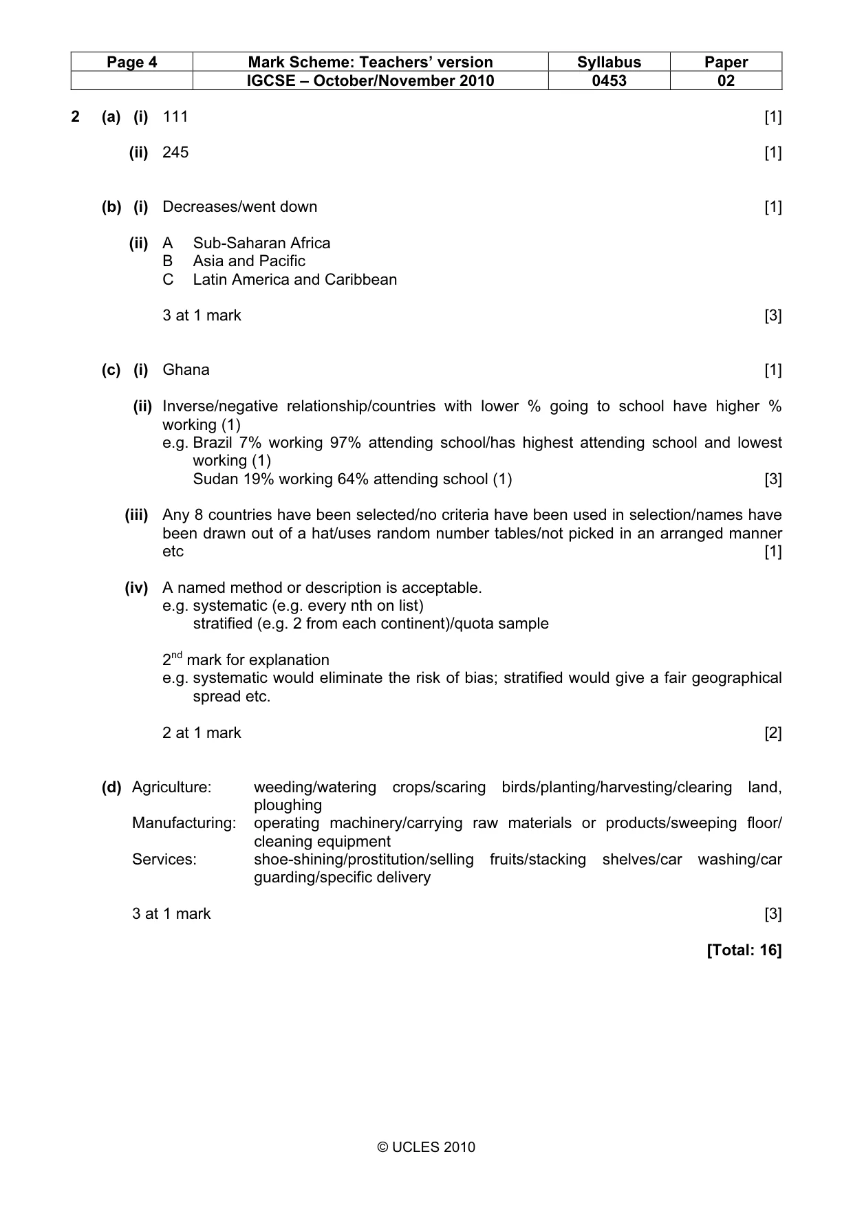 Mark scheme, page 4 of 9