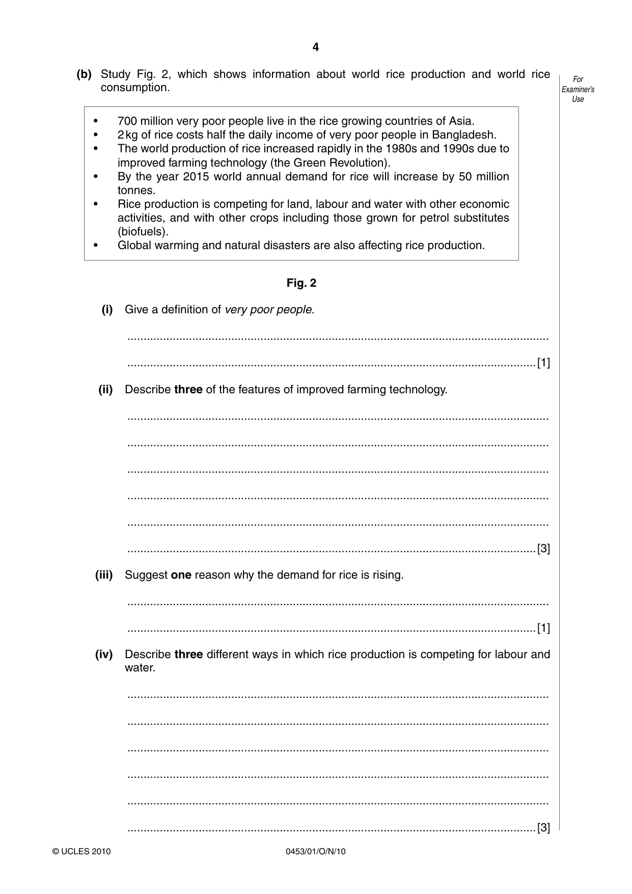 Cambridge IGCSE Development Studies 0453 2010 Oct/Nov Paper 1 · Variant 1 question paper, page 4 of 20
