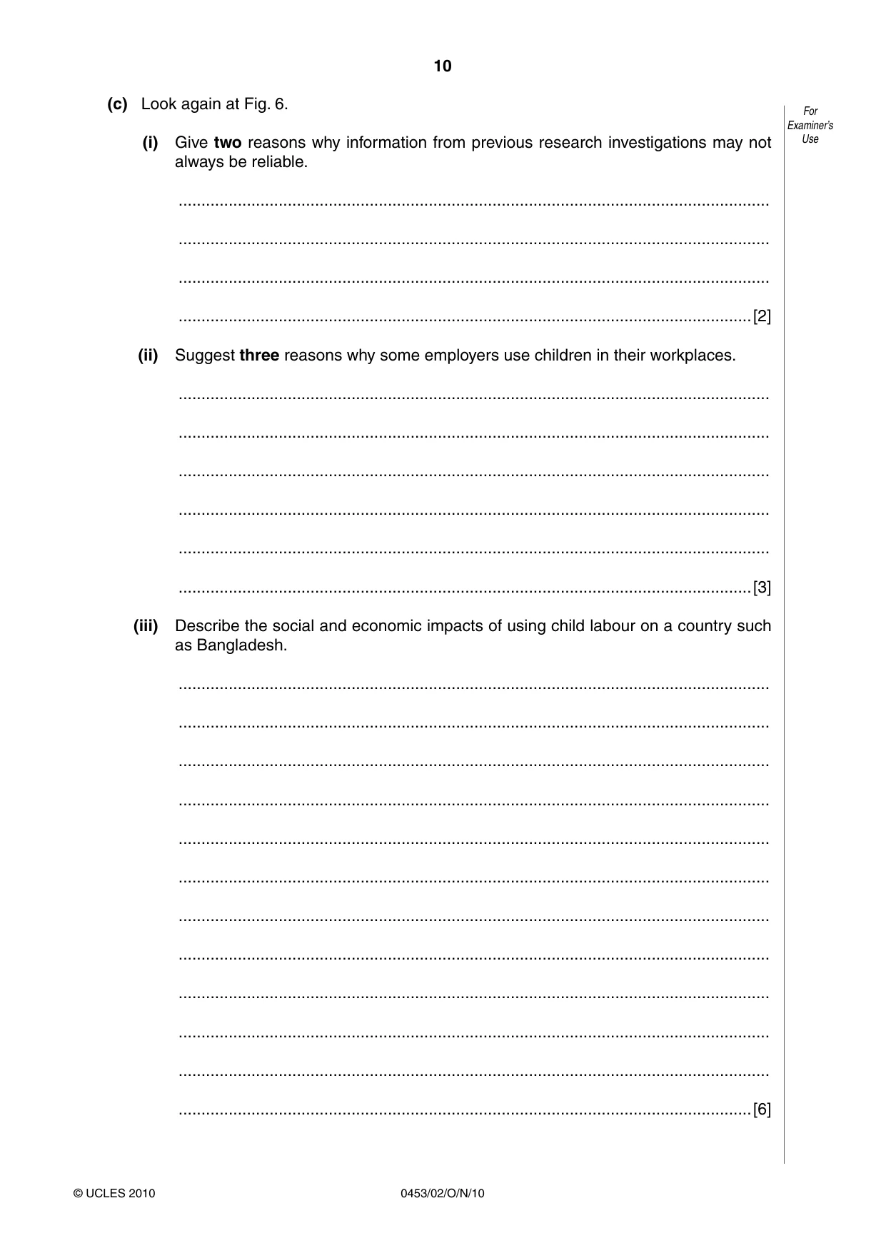 Cambridge IGCSE Development Studies 0453 2010 Oct/Nov Paper 2 · Variant 1 question paper, page 10 of 16