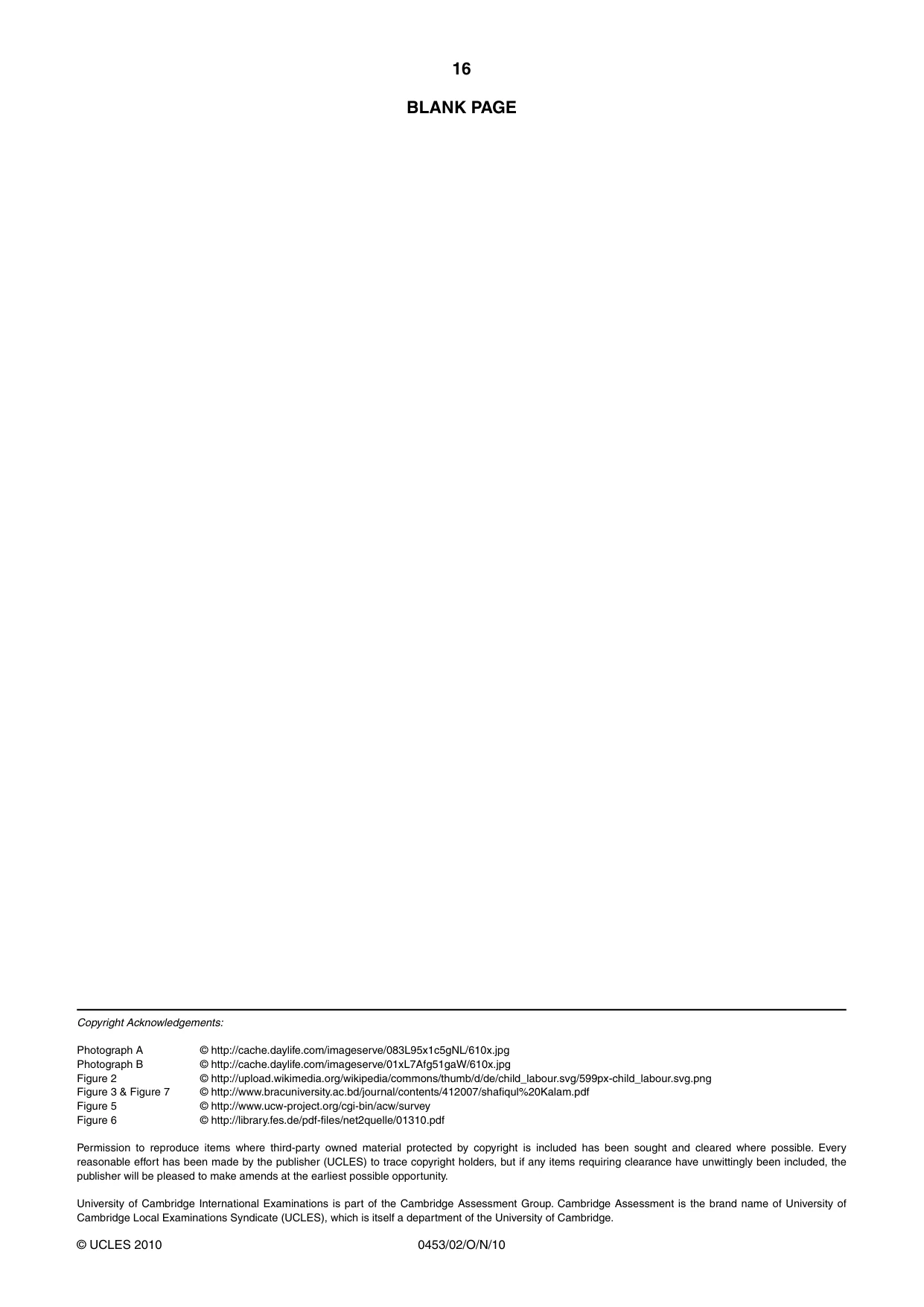 Cambridge IGCSE Development Studies 0453 2010 Oct/Nov Paper 2 · Variant 1 question paper, page 16 of 16