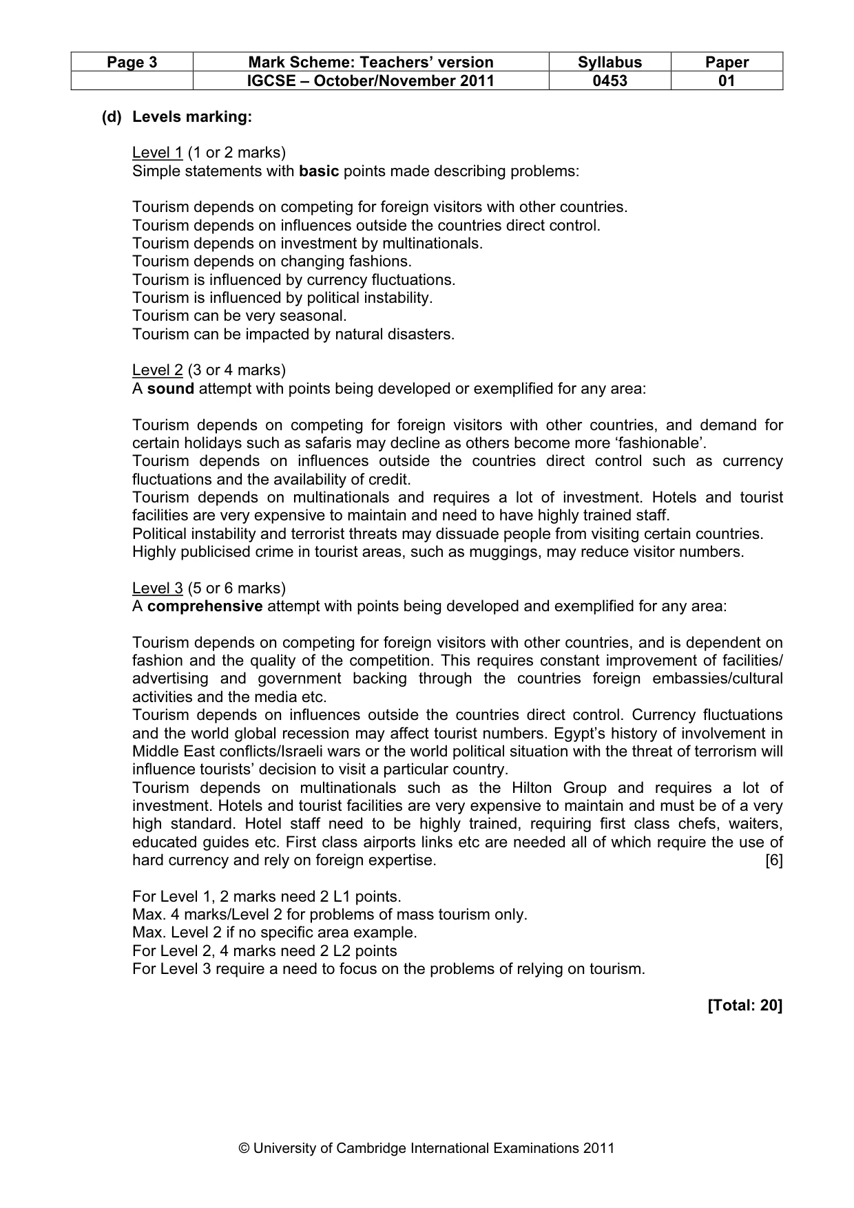 Mark scheme, page 3 of 9
