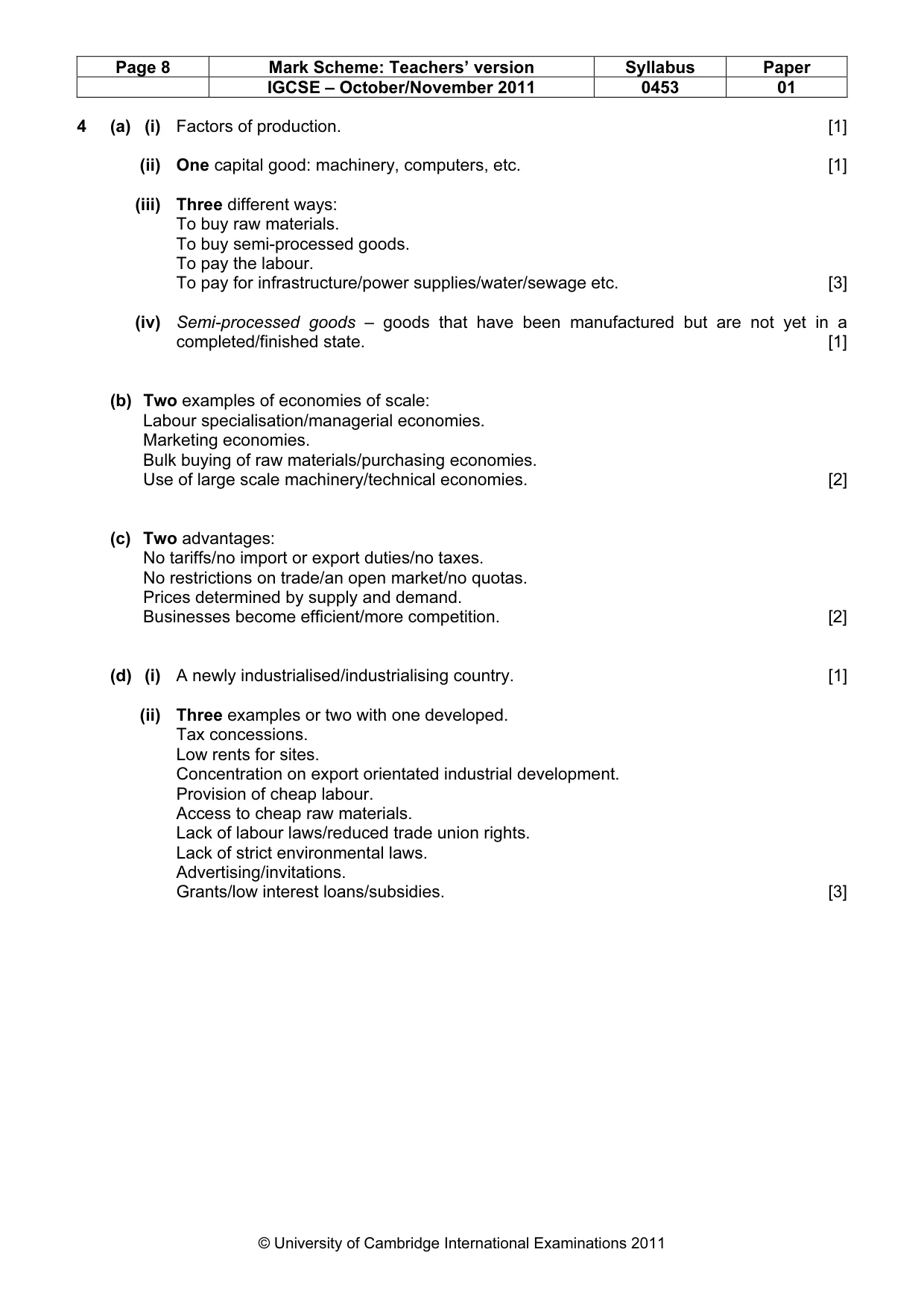 Mark scheme, page 8 of 9