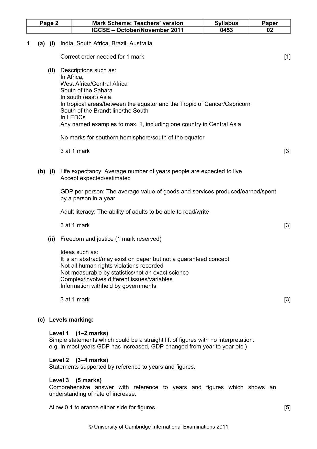 Mark scheme, page 2 of 7