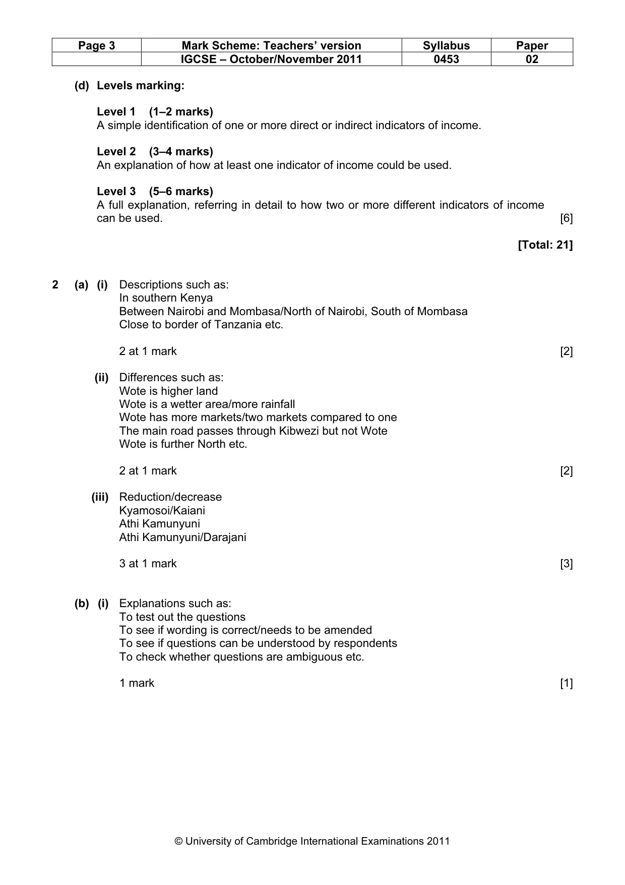 Mark scheme, page 3 of 7