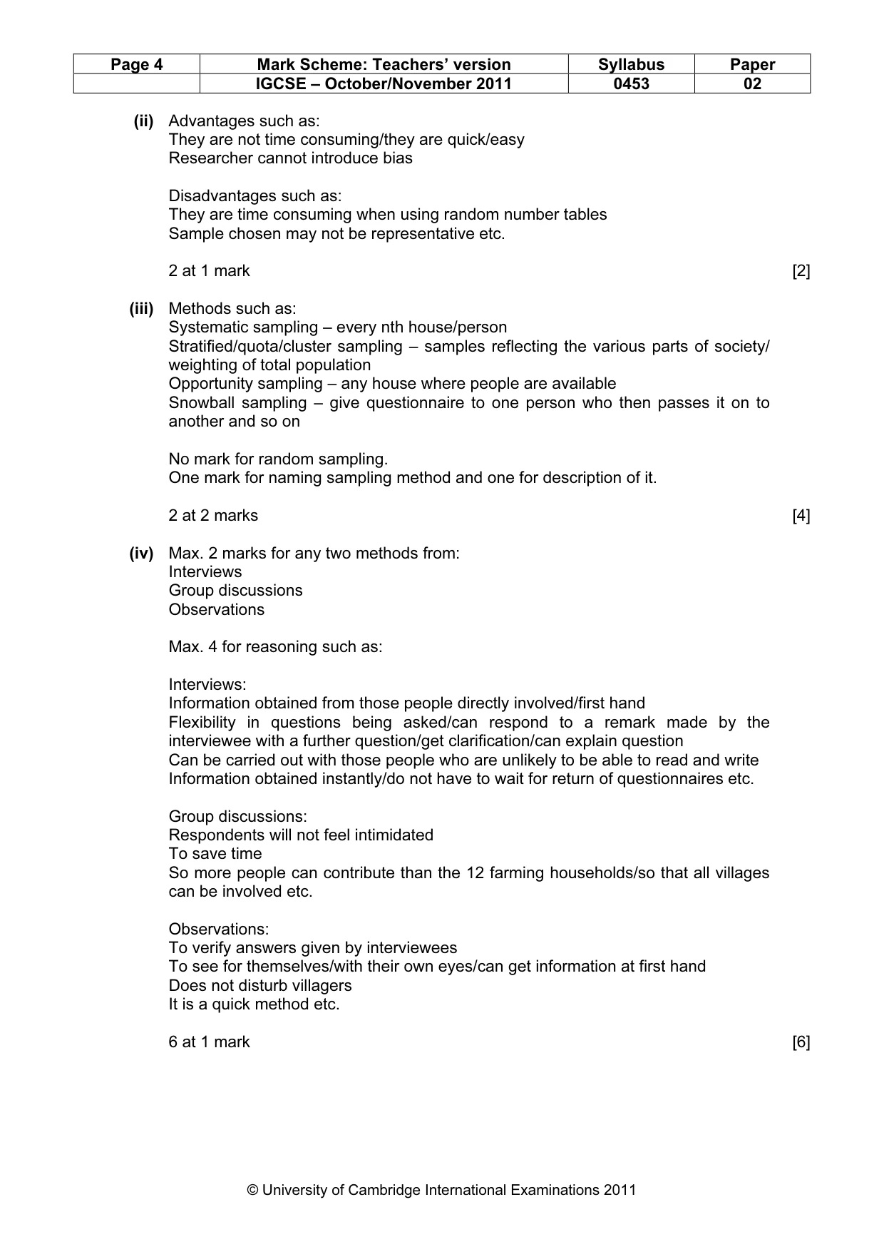 Mark scheme, page 4 of 7