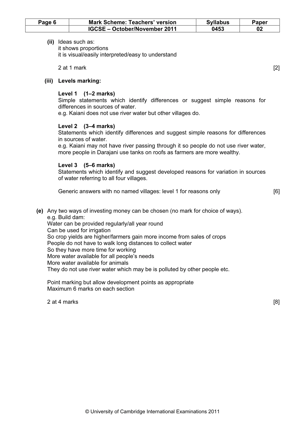 Mark scheme, page 6 of 7
