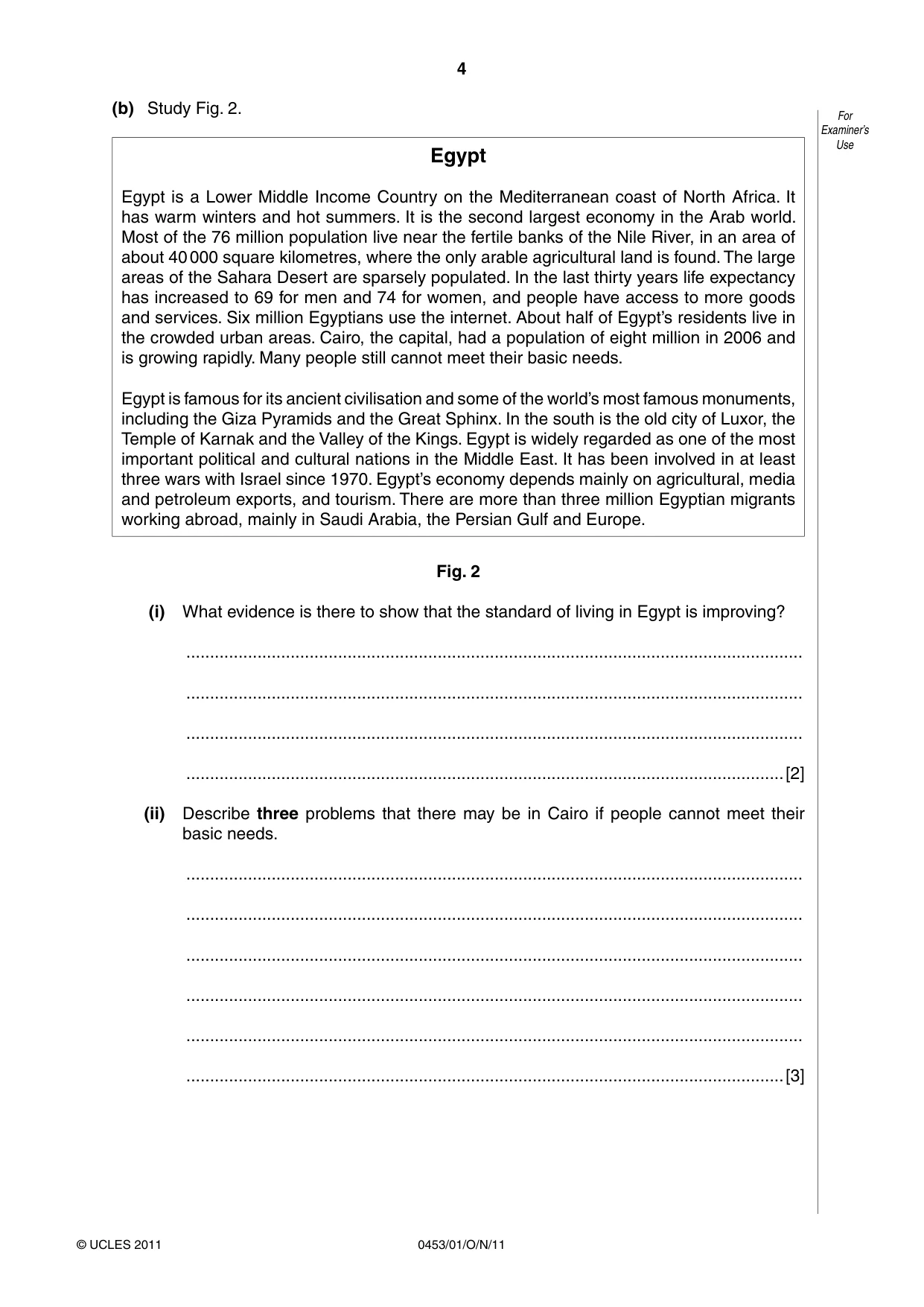 Cambridge IGCSE Development Studies 0453 2011 Oct/Nov Paper 1 · Variant 1 question paper, page 4 of 20