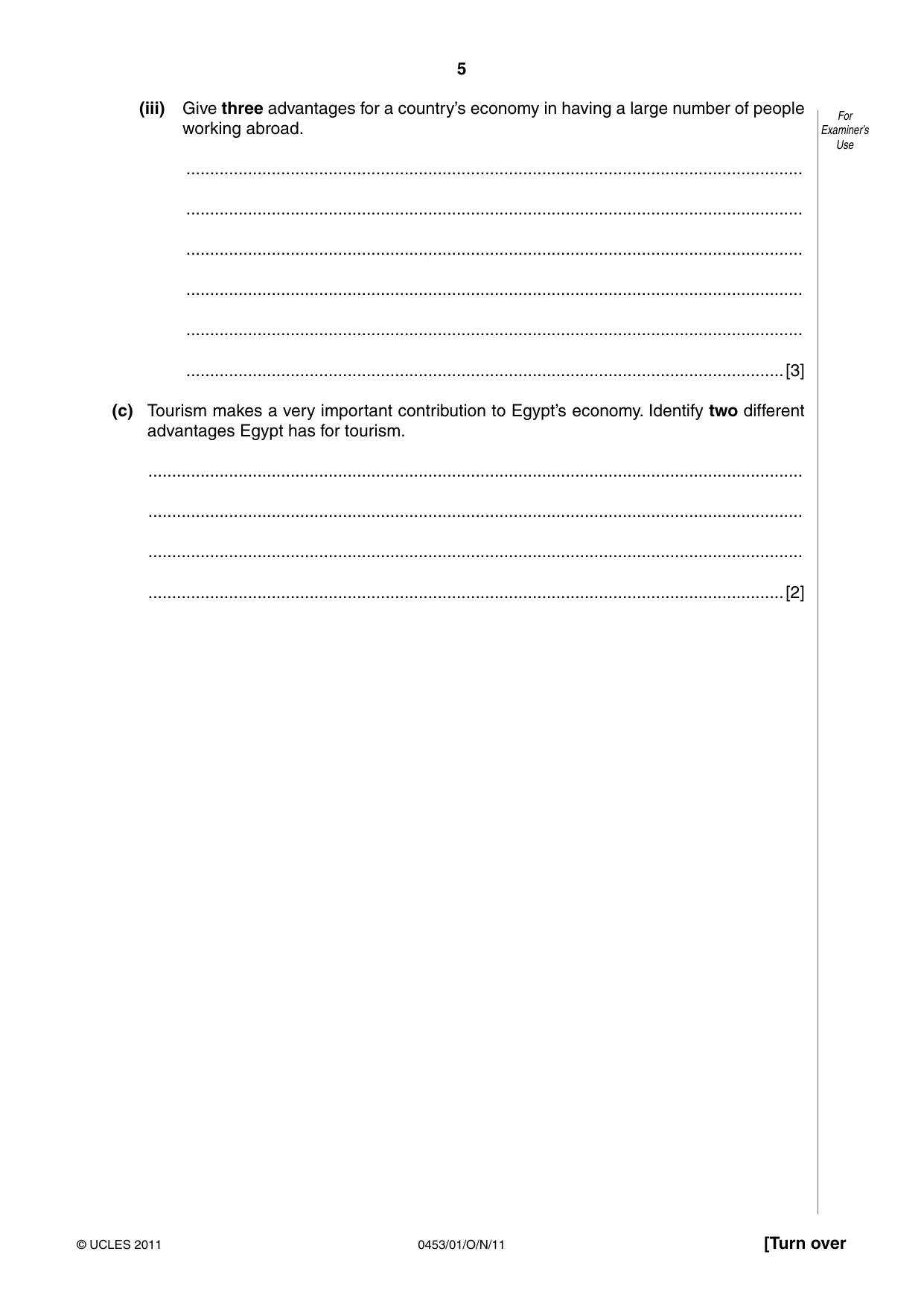 Cambridge IGCSE Development Studies 0453 2011 Oct/Nov Paper 1 · Variant 1 question paper, page 5 of 20