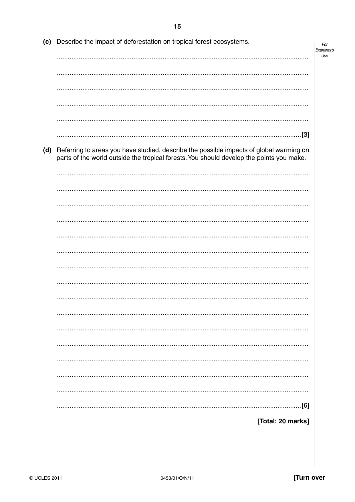 Cambridge IGCSE Development Studies 0453 2011 Oct/Nov Paper 1 · Variant 1 question paper, page 15 of 20