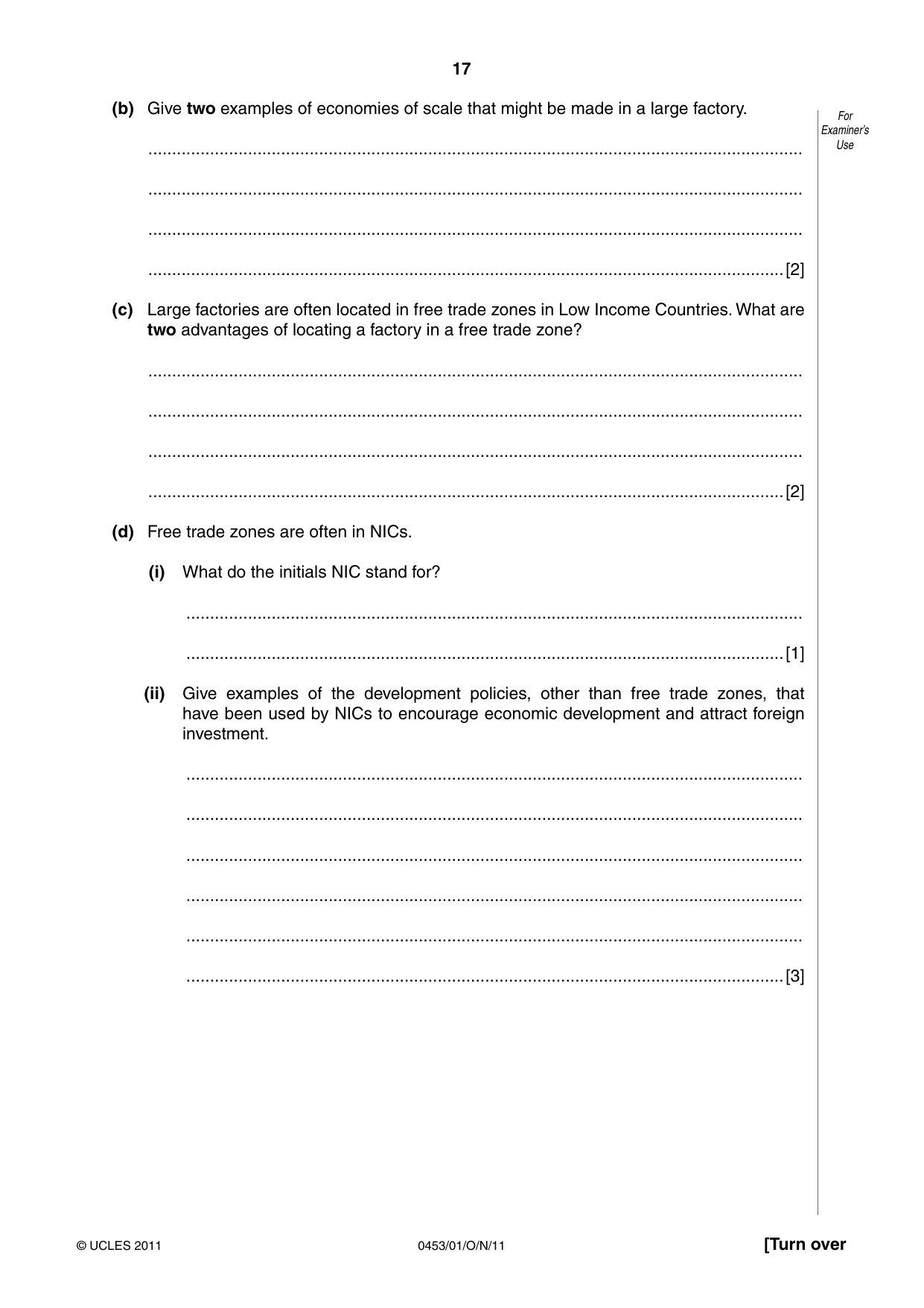 Cambridge IGCSE Development Studies 0453 2011 Oct/Nov Paper 1 · Variant 1 question paper, page 17 of 20