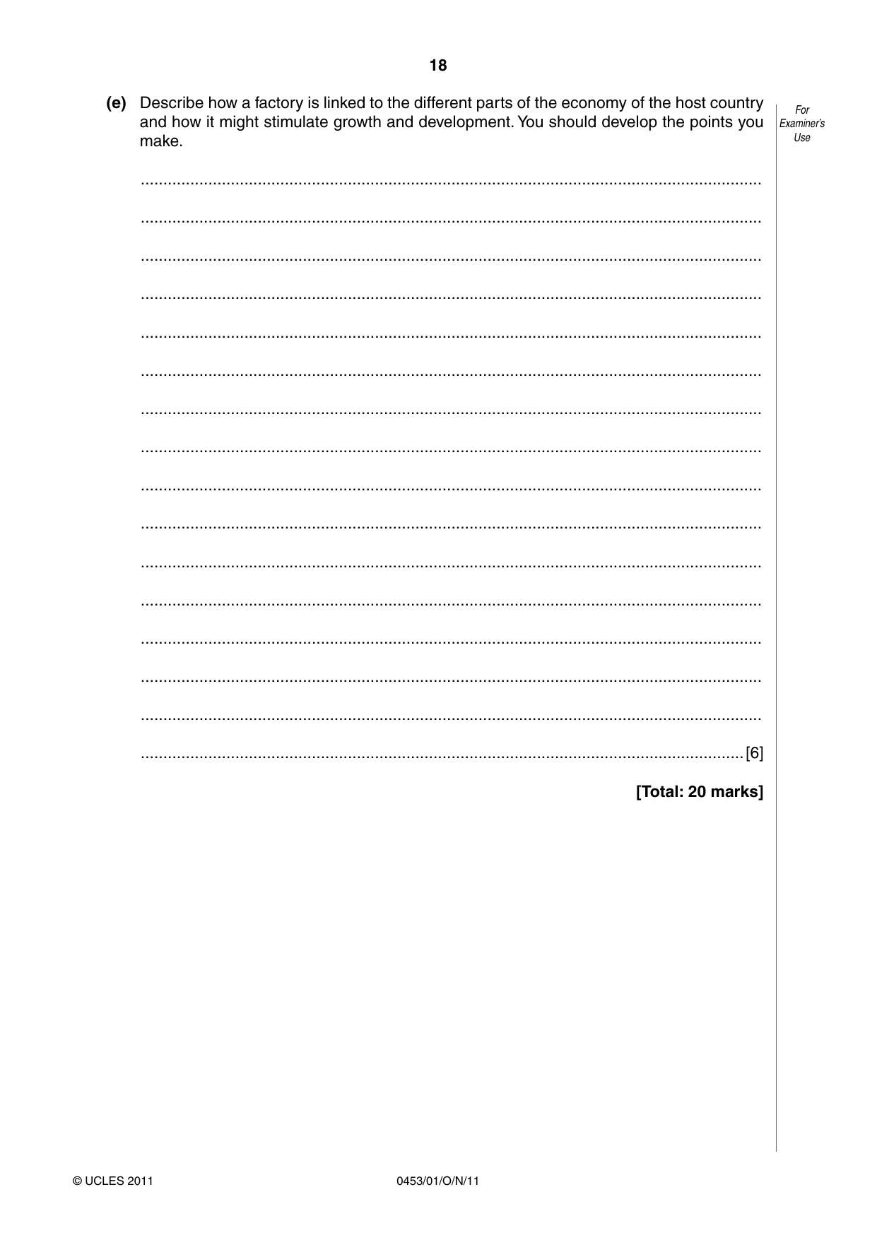 Cambridge IGCSE Development Studies 0453 2011 Oct/Nov Paper 1 · Variant 1 question paper, page 18 of 20