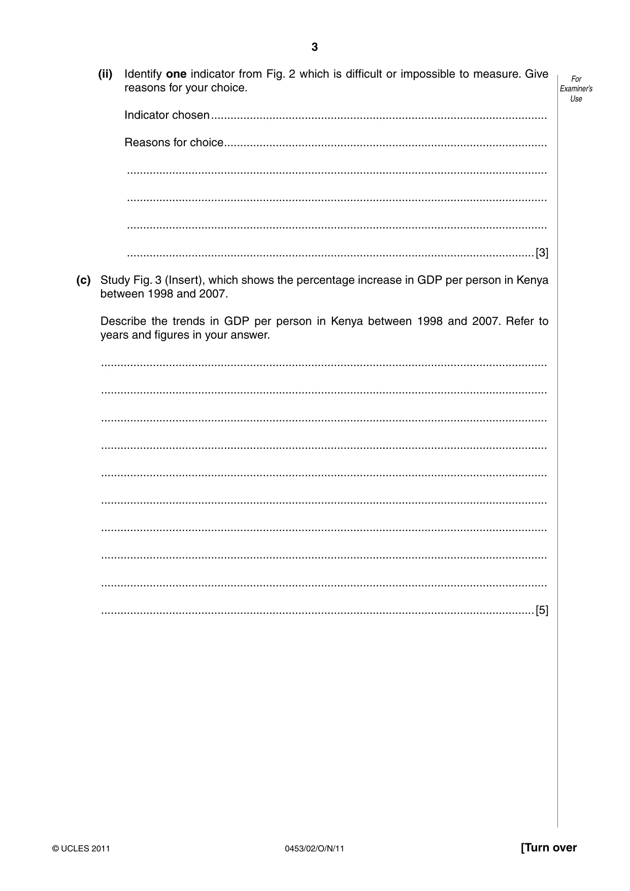 Cambridge IGCSE Development Studies 0453 2011 Oct/Nov Paper 2 · Variant 1 question paper, page 3 of 16