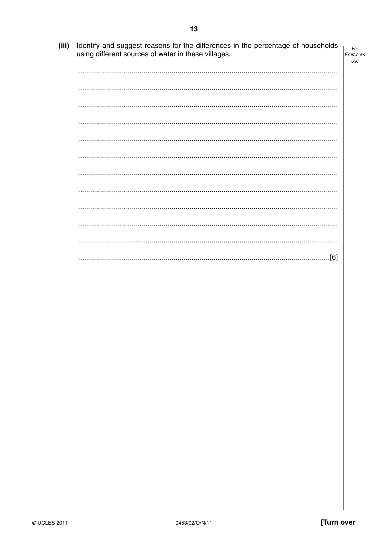 Cambridge IGCSE Development Studies 0453 2011 Oct/Nov Paper 2 · Variant 1 question paper, page 13 of 16