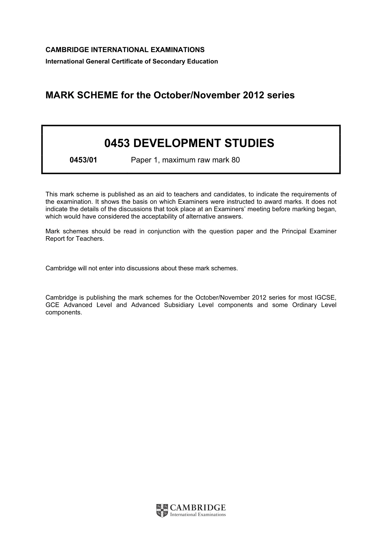 Mark scheme, page 1 of 9