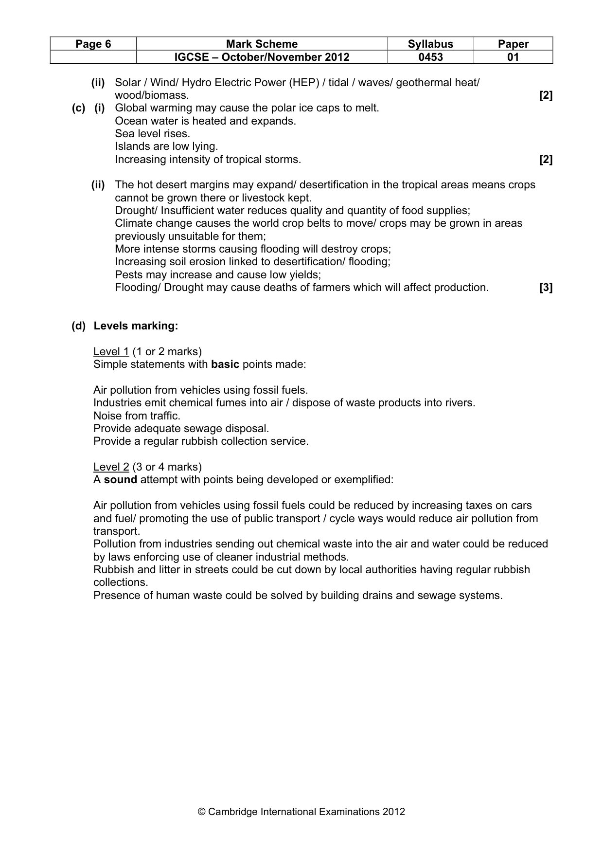 Mark scheme, page 6 of 9