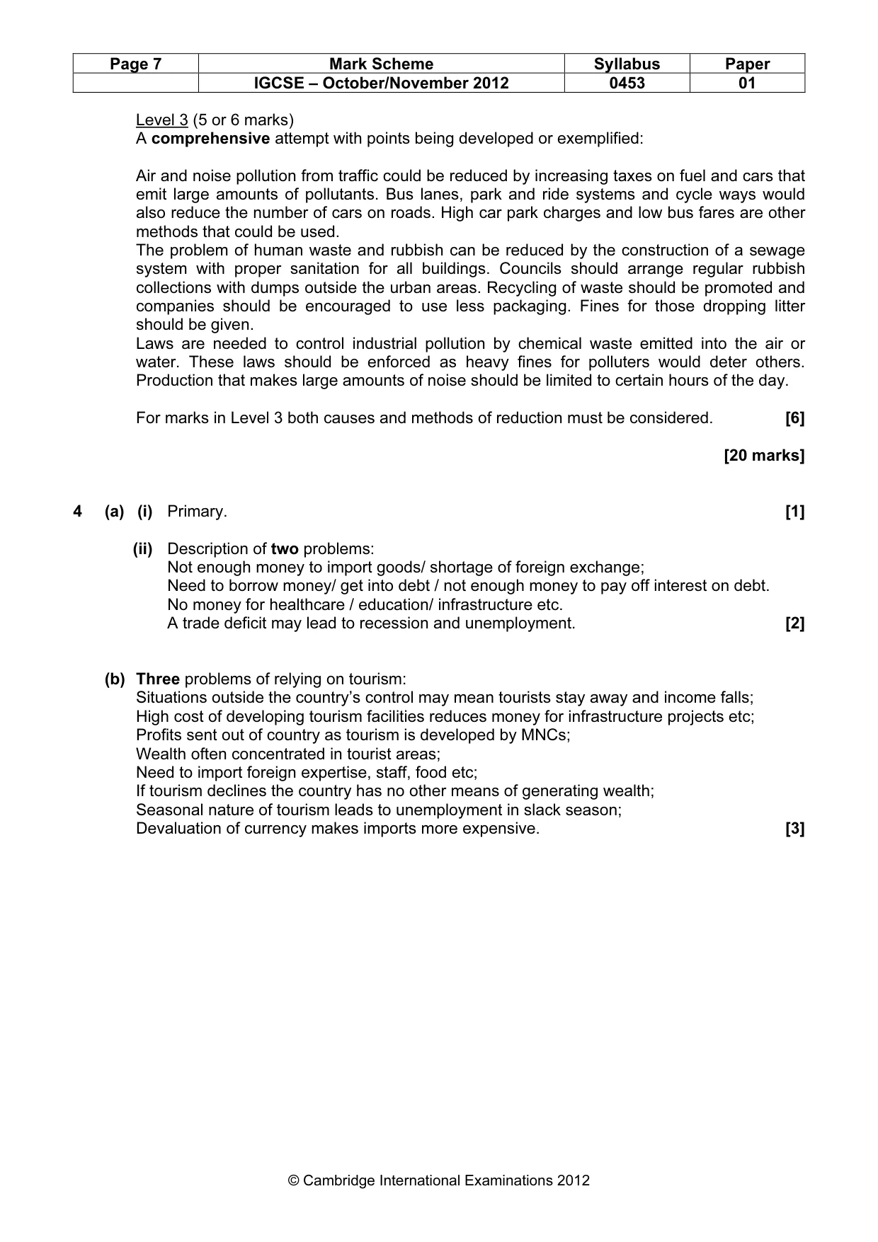 Mark scheme, page 7 of 9