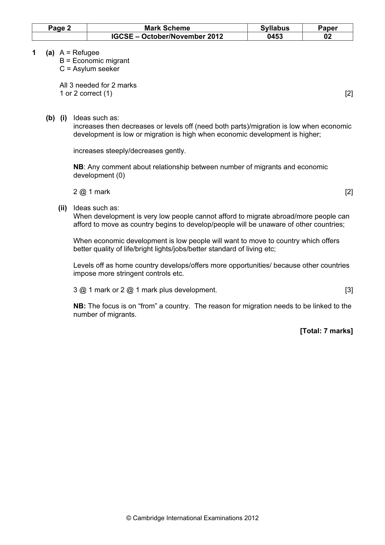 Mark scheme, page 2 of 9