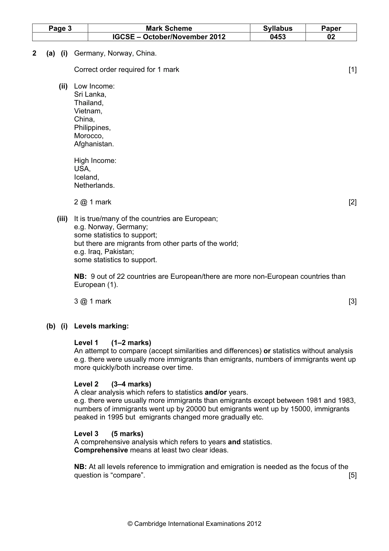 Mark scheme, page 3 of 9