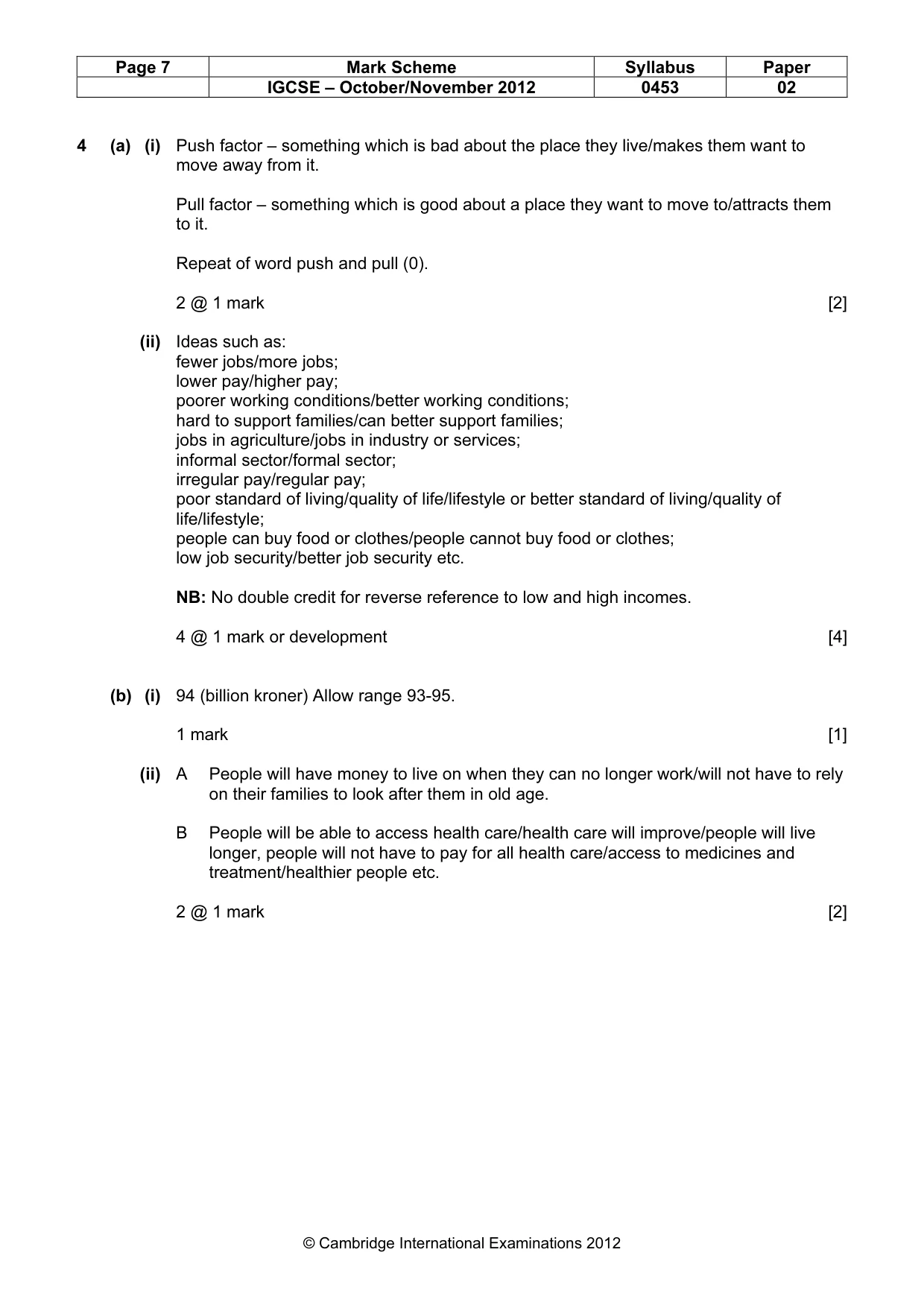 Mark scheme, page 7 of 9