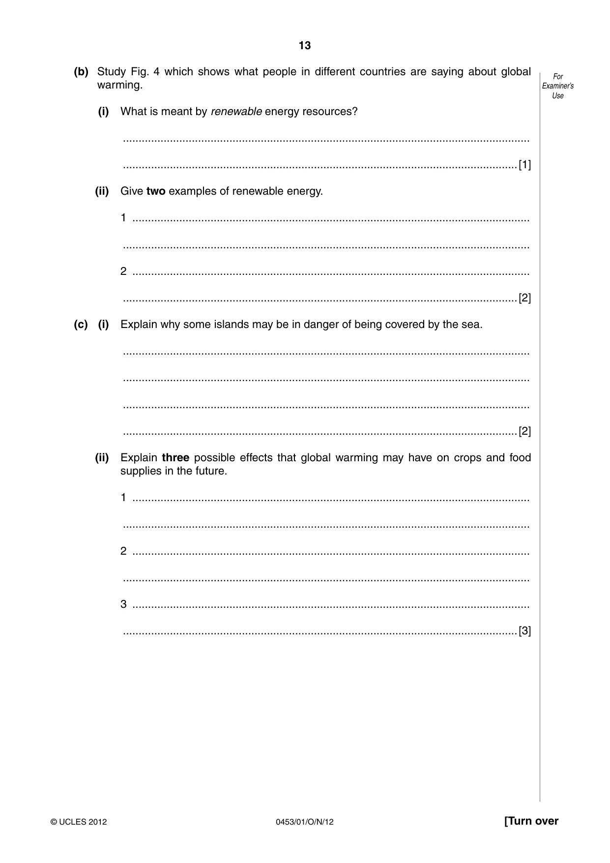 Cambridge IGCSE Development Studies 0453 2012 Oct/Nov Paper 1 · Variant 1 question paper, page 13 of 20
